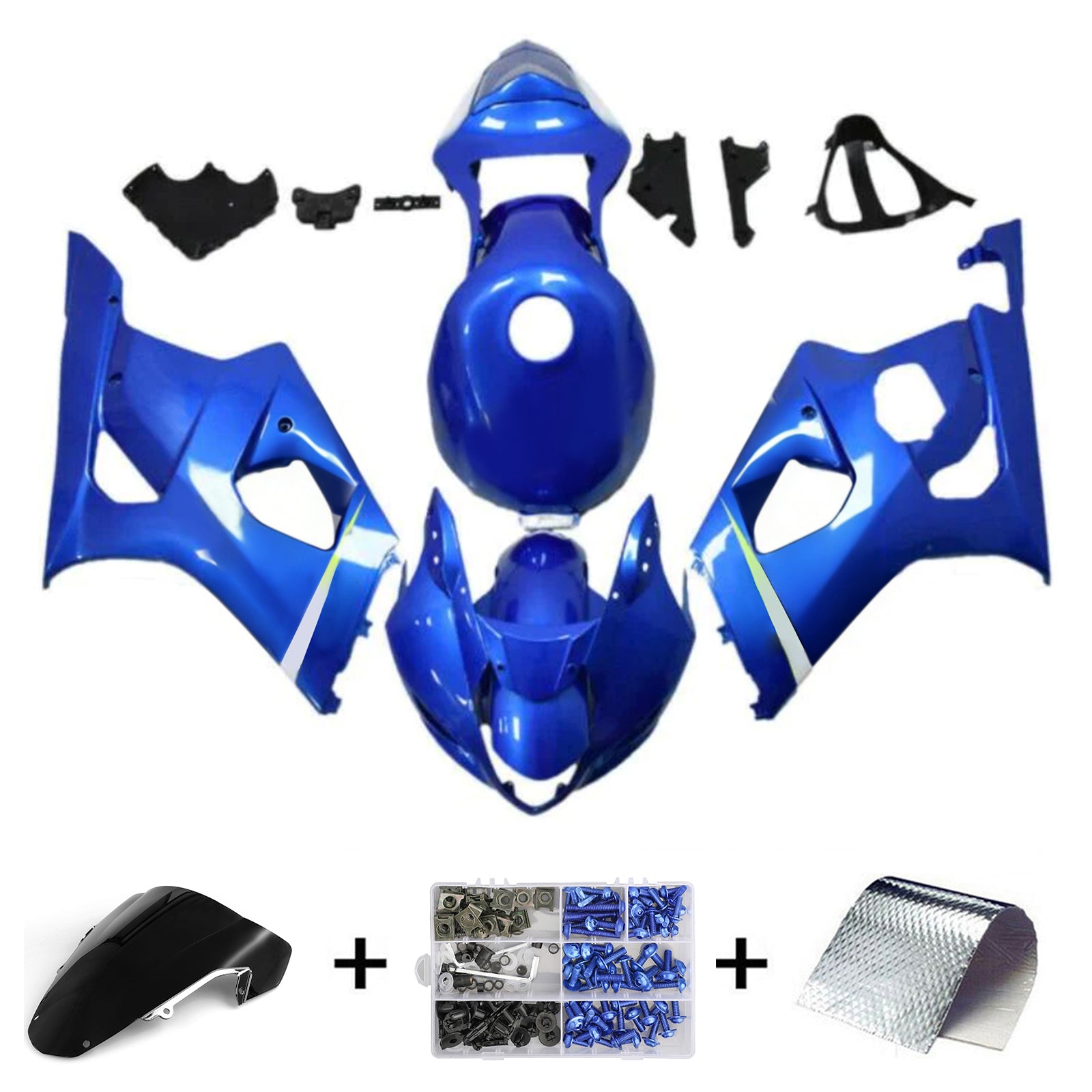 Amotopart 2003-2004 K3 GSXR1000 Suzuki Blue with White Logo Fairing Kit