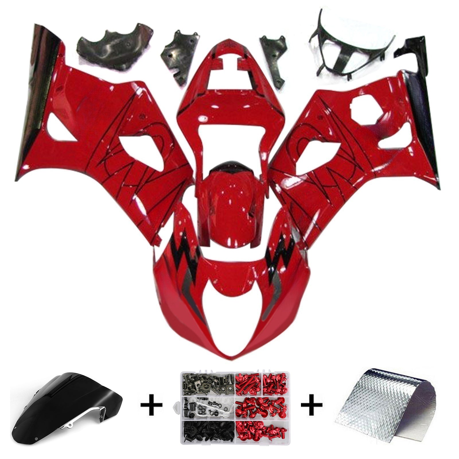 Amotopart 2003-2004 K3 GSXR1000 Suzuki Red&Black Stripe Fairing Kit