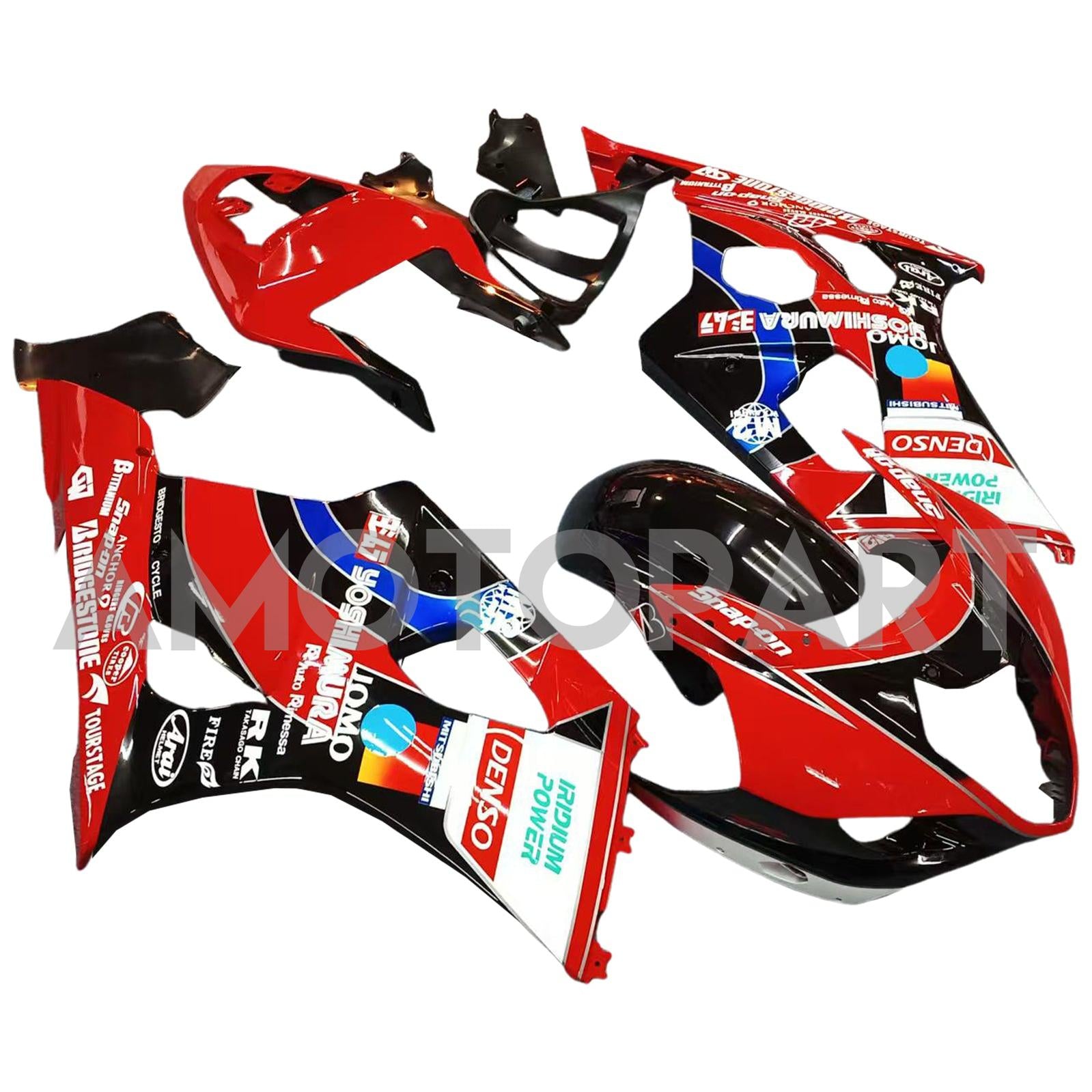 Amotopart 2003-2004 K3 GSXR1000 Suzuki Red&Black with Logo Fairing Kit