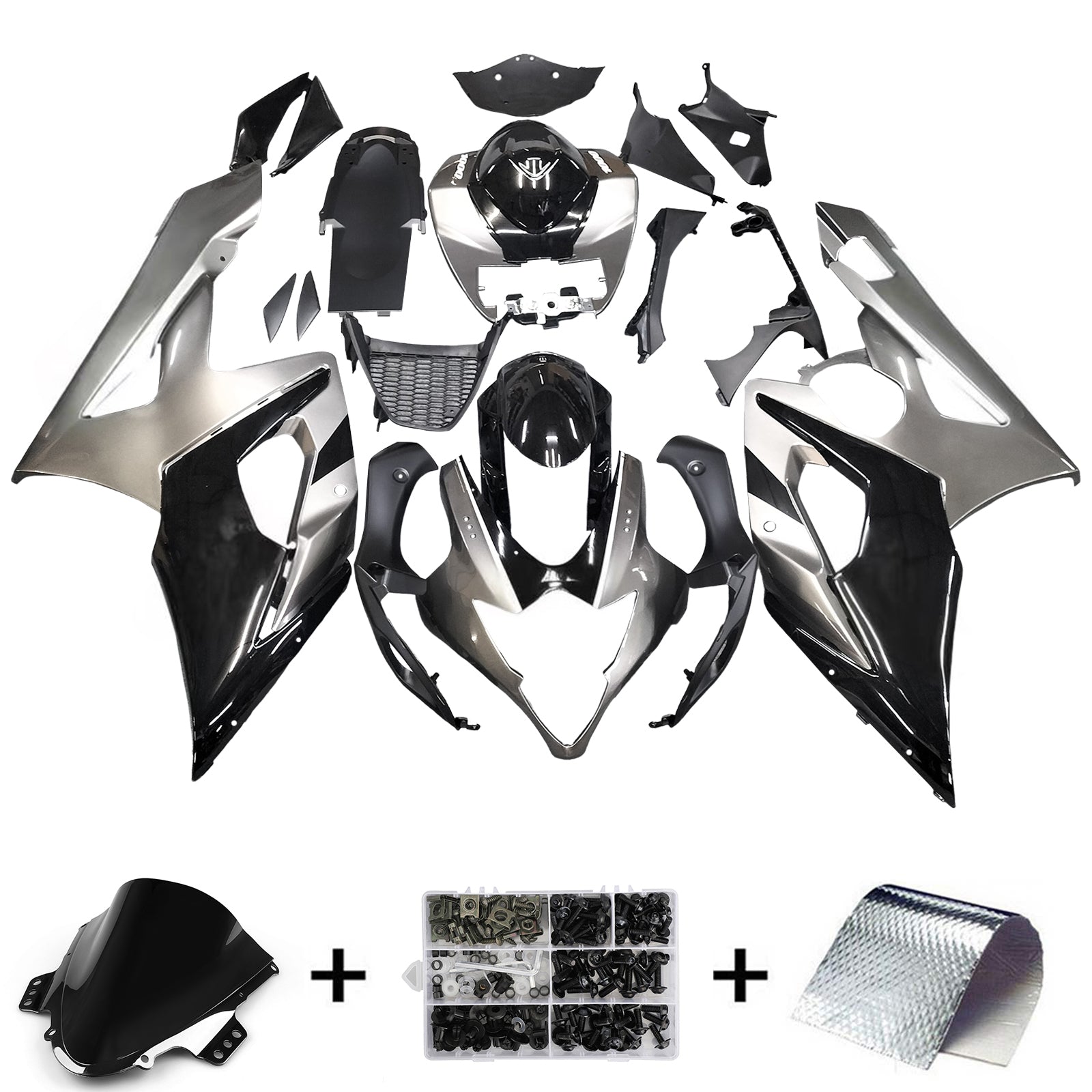 Amotopart 2005-2006 Suzuki GSXR1000 Fairing G-Black&Sliver Kit
