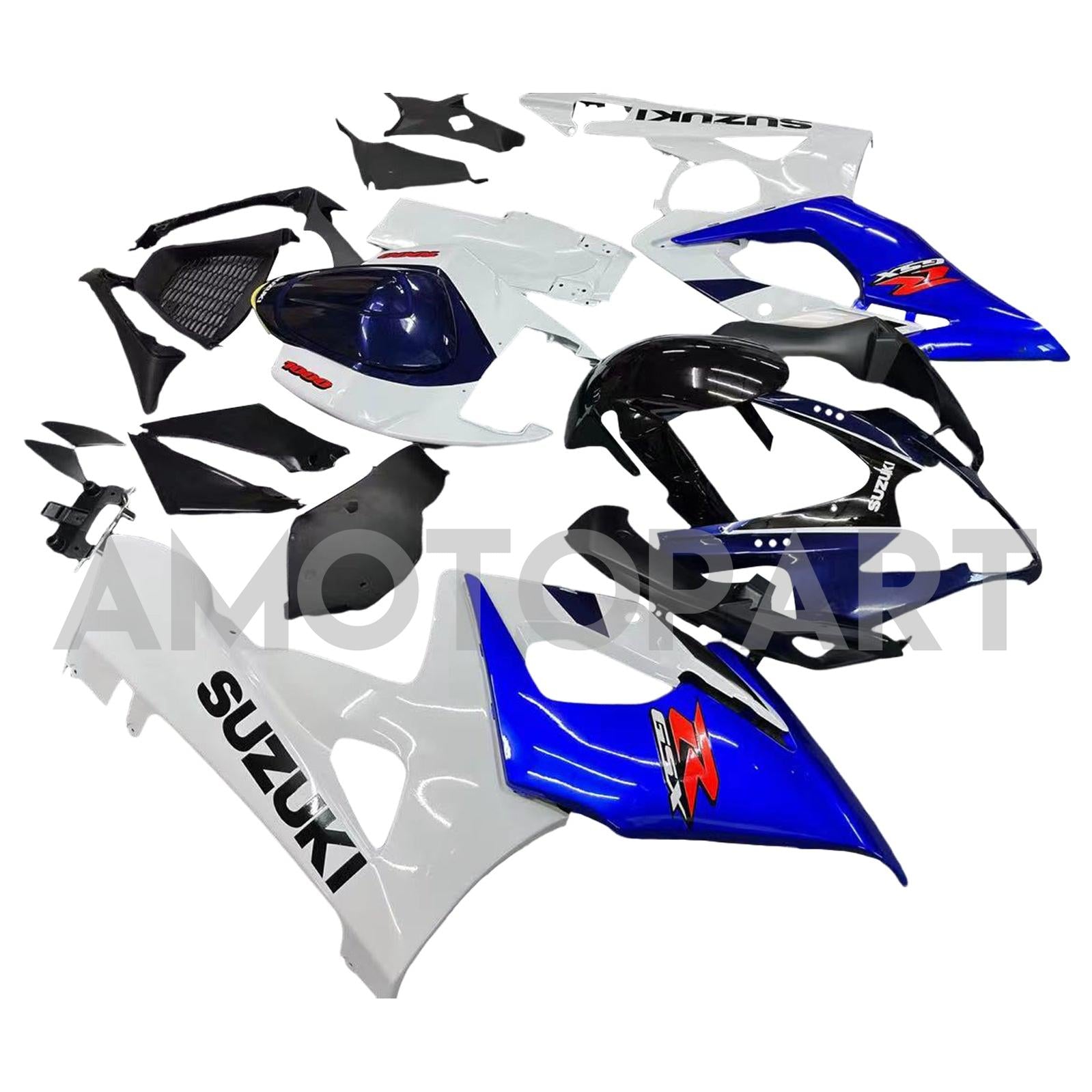 Amotopart 2005-2006 Suzuki GSXR1000 Kit de carenado blanco y azul