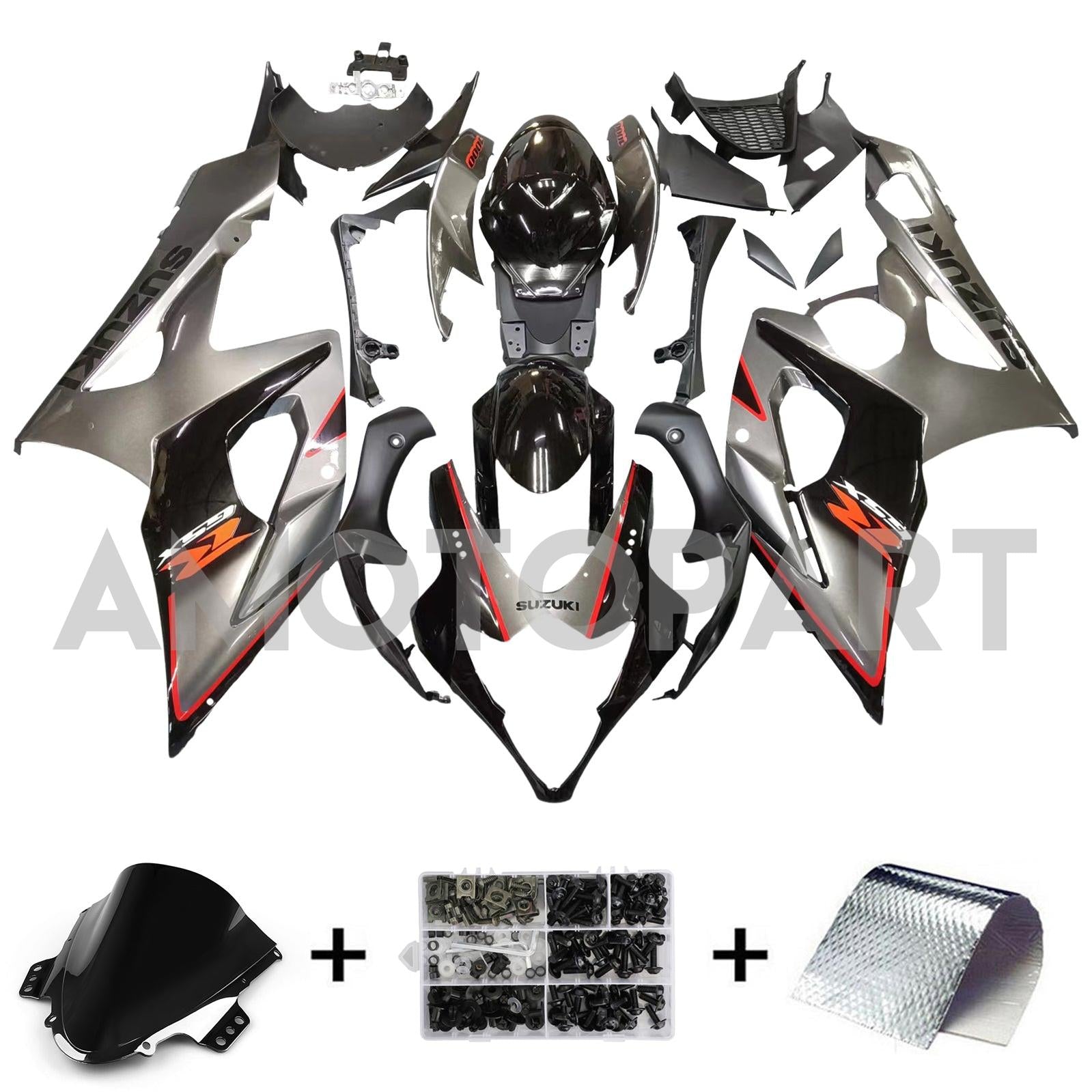 Amotopart 2005-2006 Suzuki GSXR 1000 Grey&Black Fairing Kit