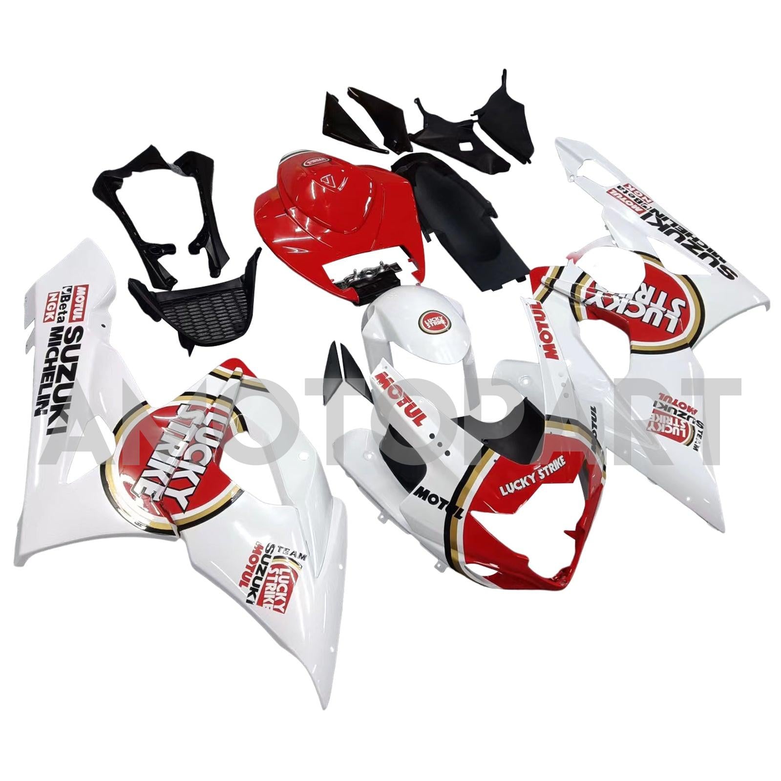 Amotopart 2005-2006 Suzuki GSXR1000 K5 White & Red Lucky Strike Fairing Kit