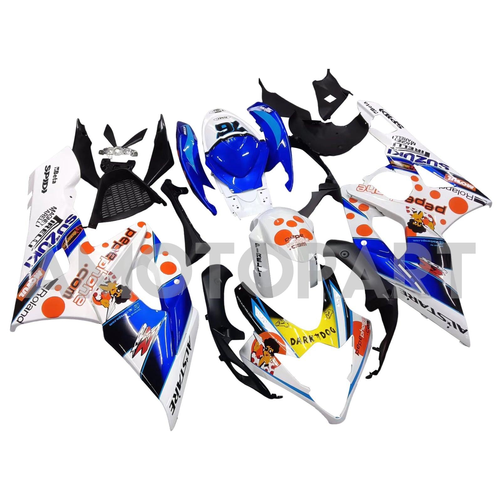 Amotopart 2005-2006 Suzuki GSXR1000 Fairing White&Blue Kit