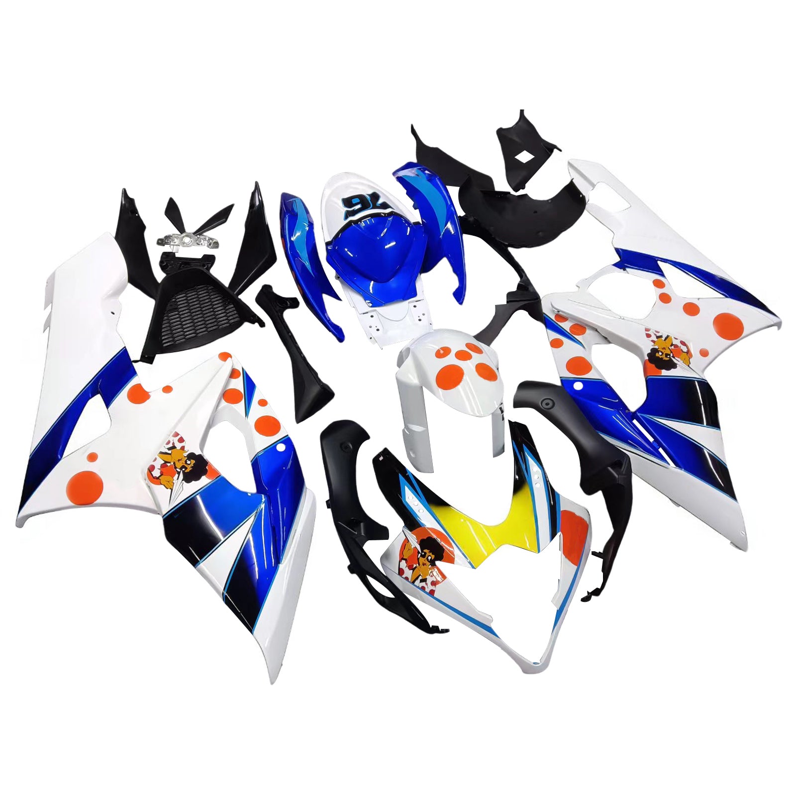 Amotopart 2005-2006 Suzuki GSXR1000 Fairing White & Blue Kit