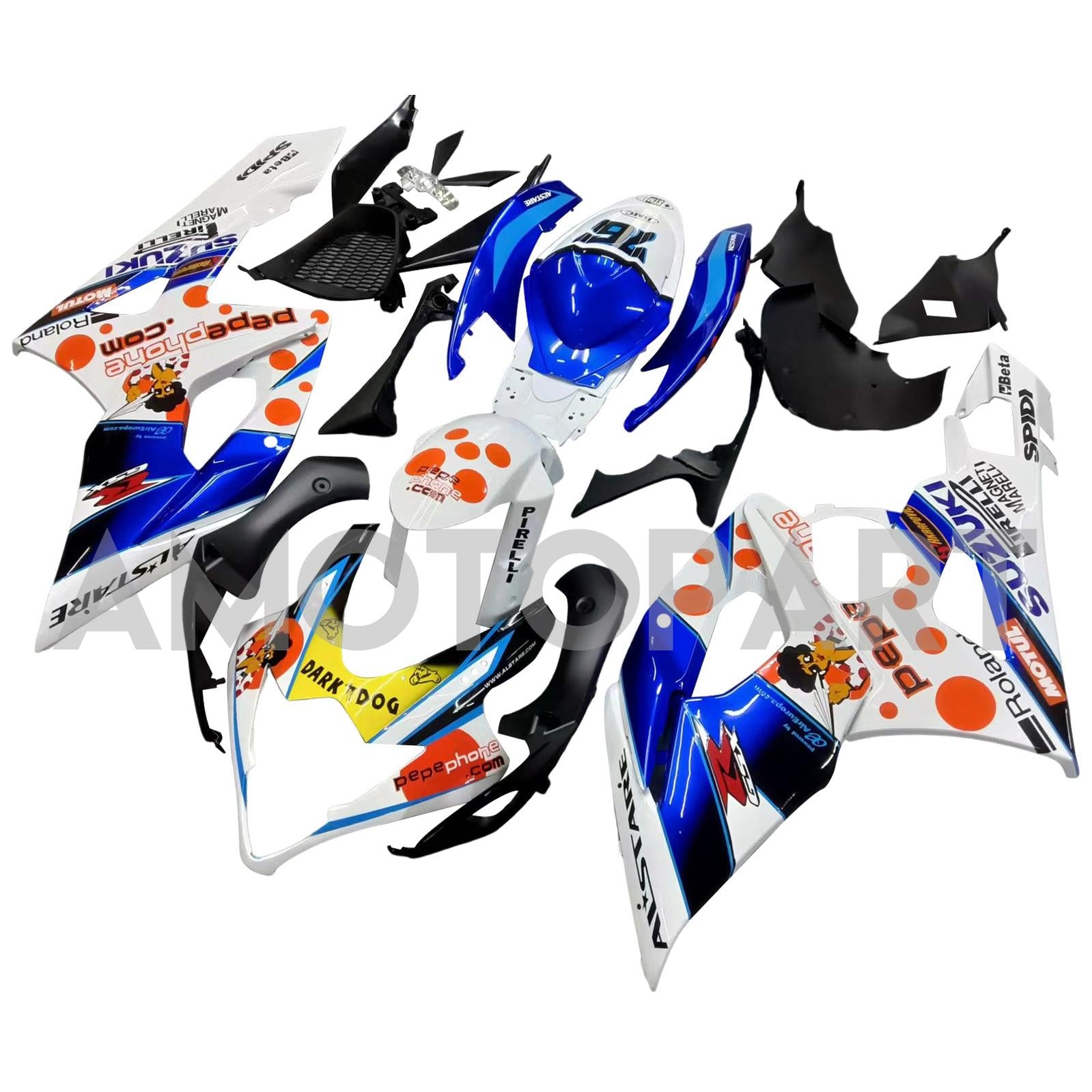 Amotopart 2005-2006 Suzuki GSXR1000 Fairing White&Blue Kit