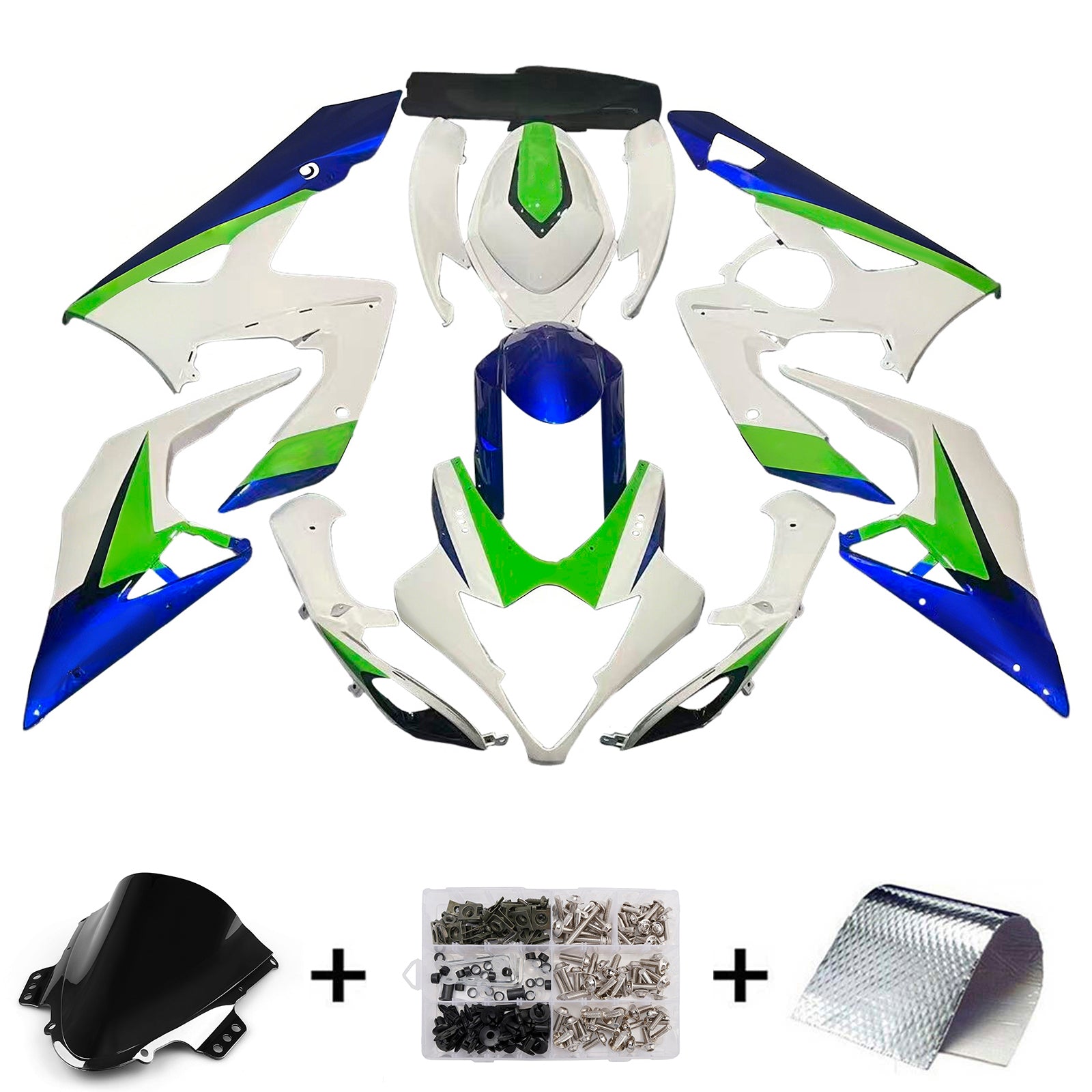 Amotopart 2005-2006 Suzuki GSXR1000 Green White Fairing Kit