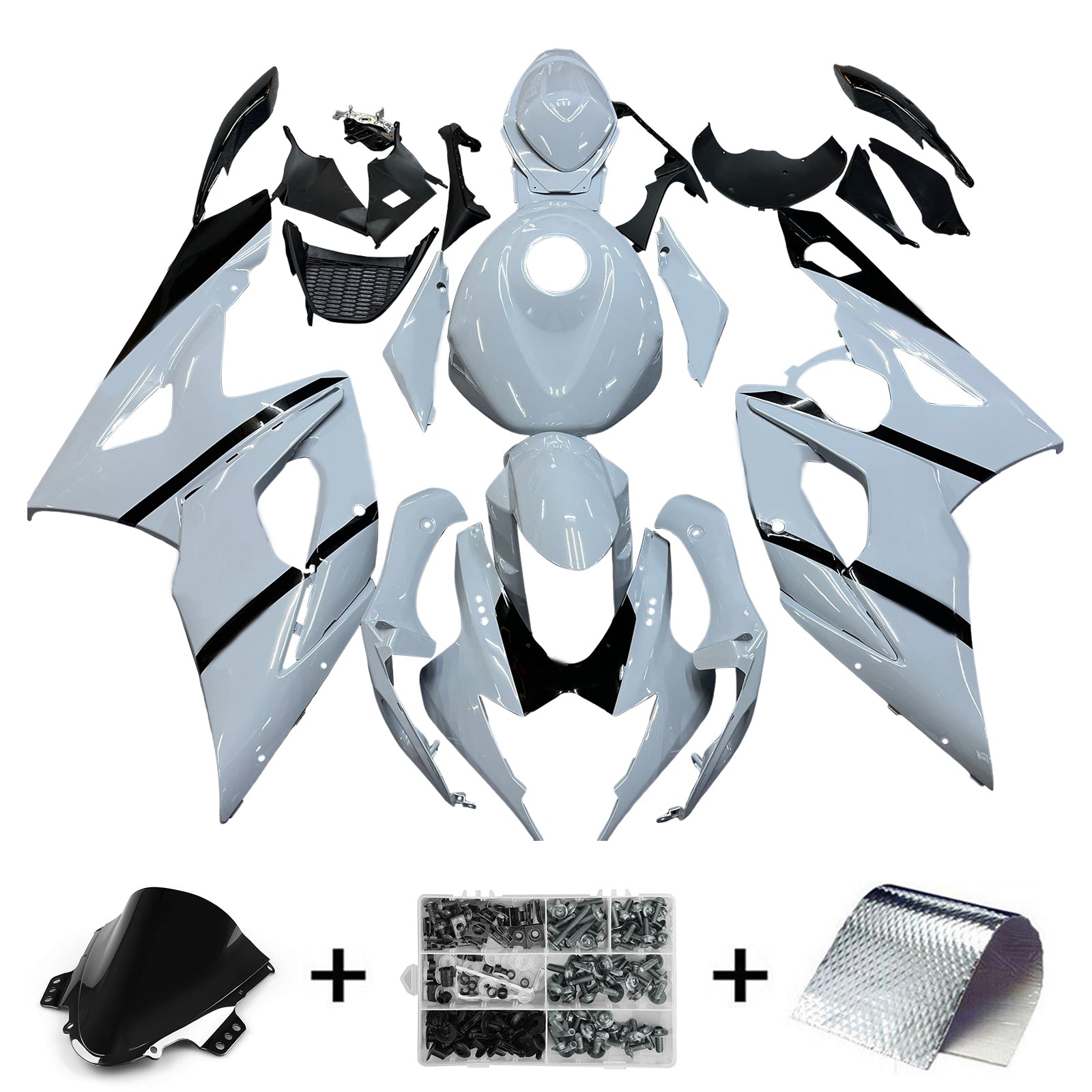 Amotopart 2005-2006 スズキ GSXR1000 K5 ブラック&グレー Style3 フェアリングキット