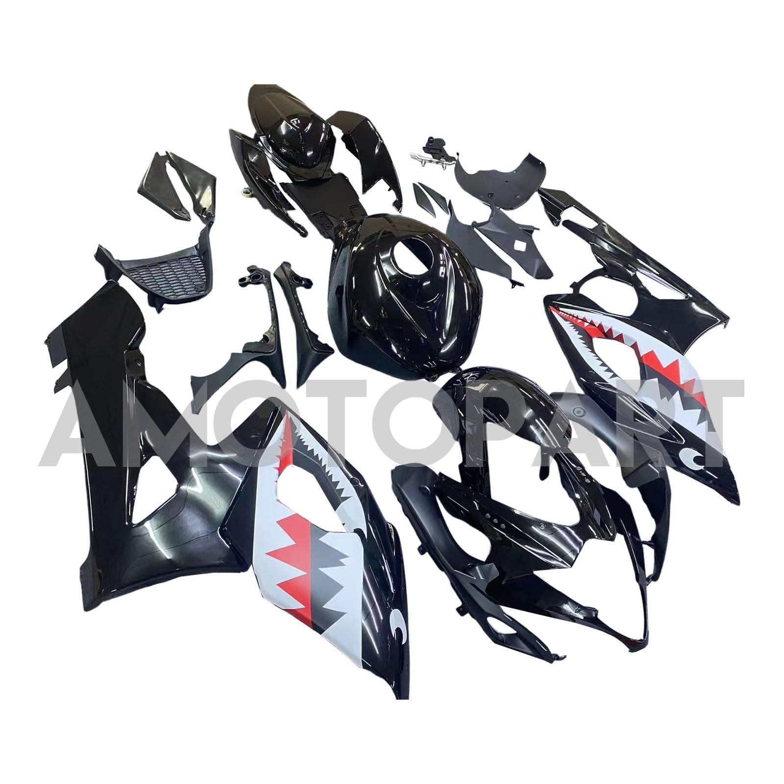 Amotopart 2005-2006 Suzuki GSXR1000 K5 Black Shark Teeth Fairing Kit