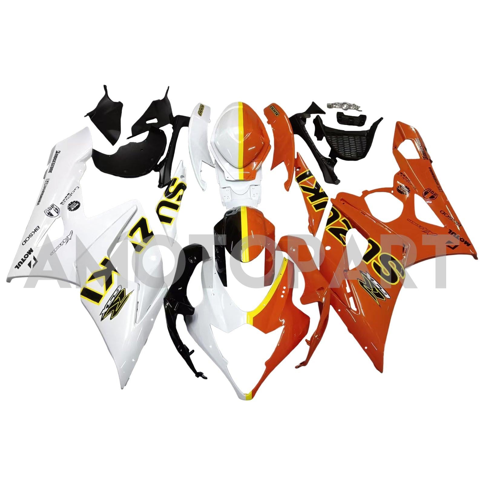 Amotopart 2005-2006 Suzuki GSXR1000 Fairing Orange & White Kit
