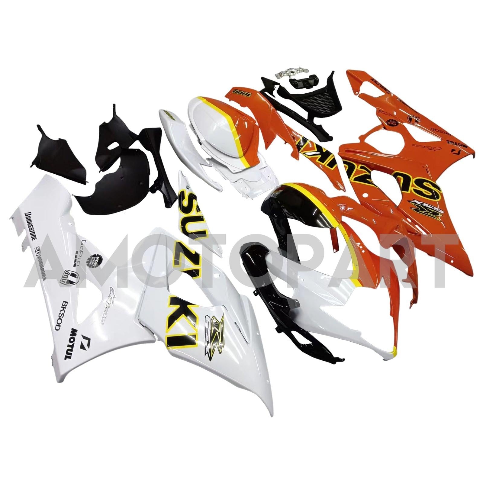 Amotopart 2005-2006 Suzuki GSXR1000 Fairing Orange & White Kit