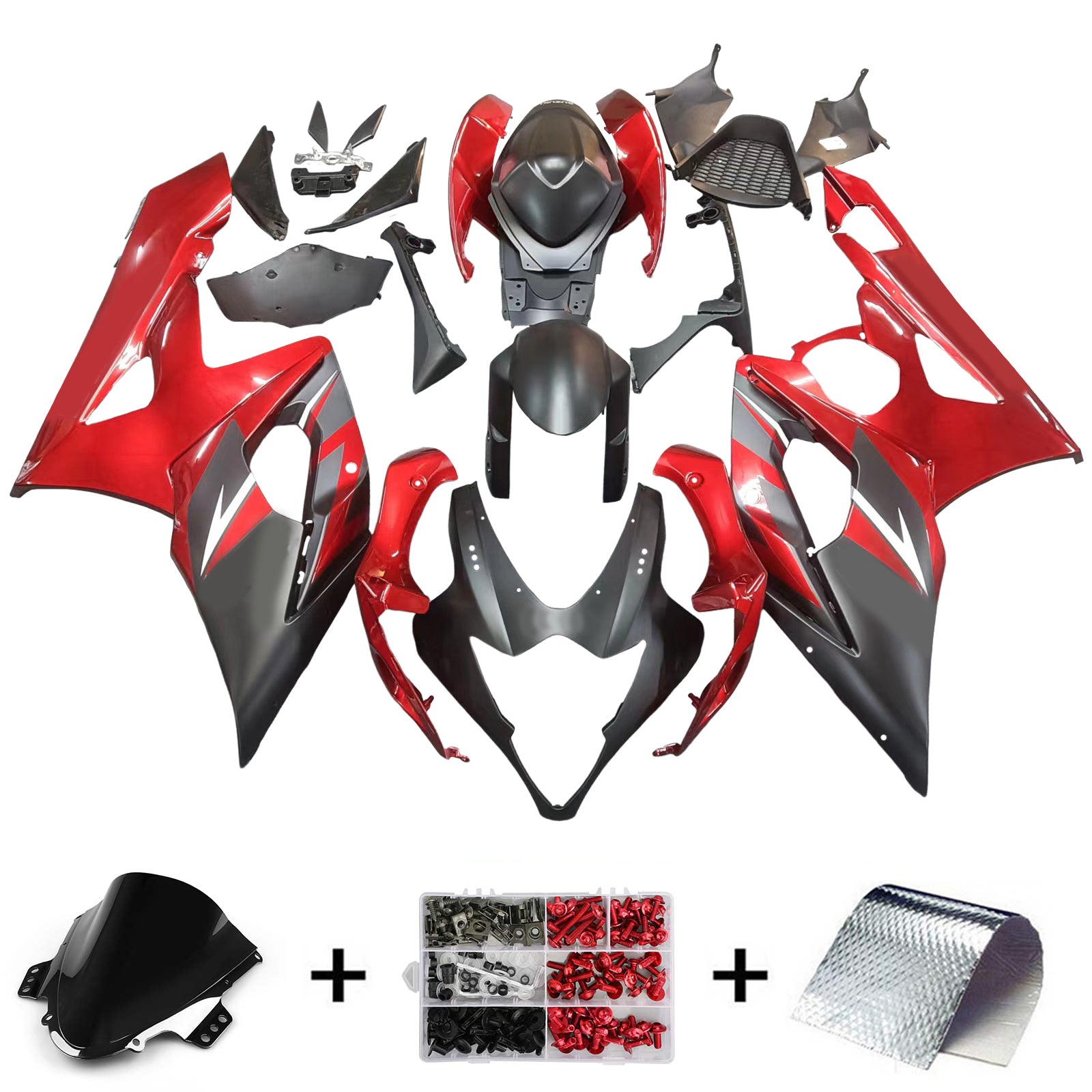 Amotopart 2005-2006 Suzuki GSXR1000 Fairing Matte Red&Black Kit