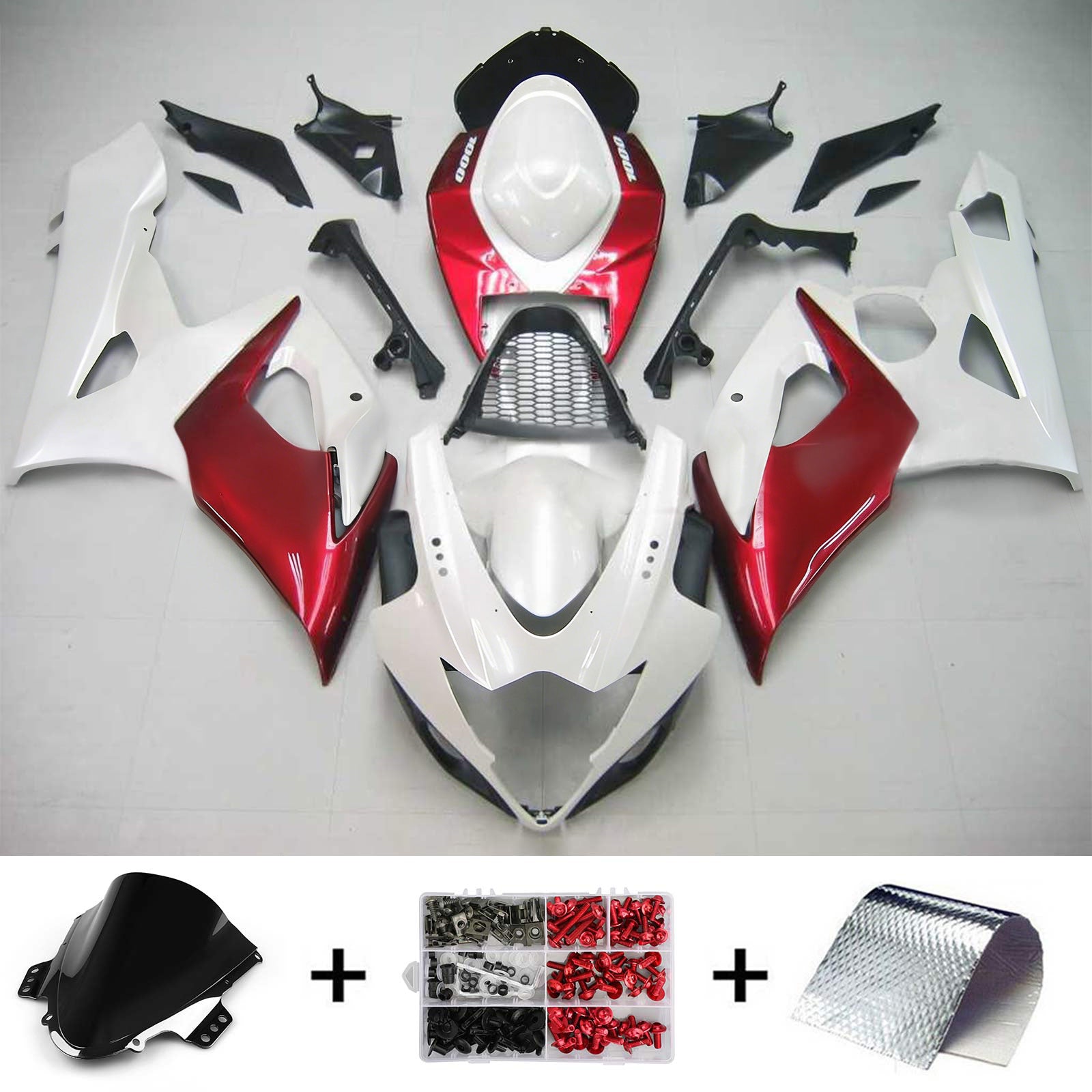 Carenagem branca Amotopart para Suzuki GSXR1000 2005-2006&RKit ed