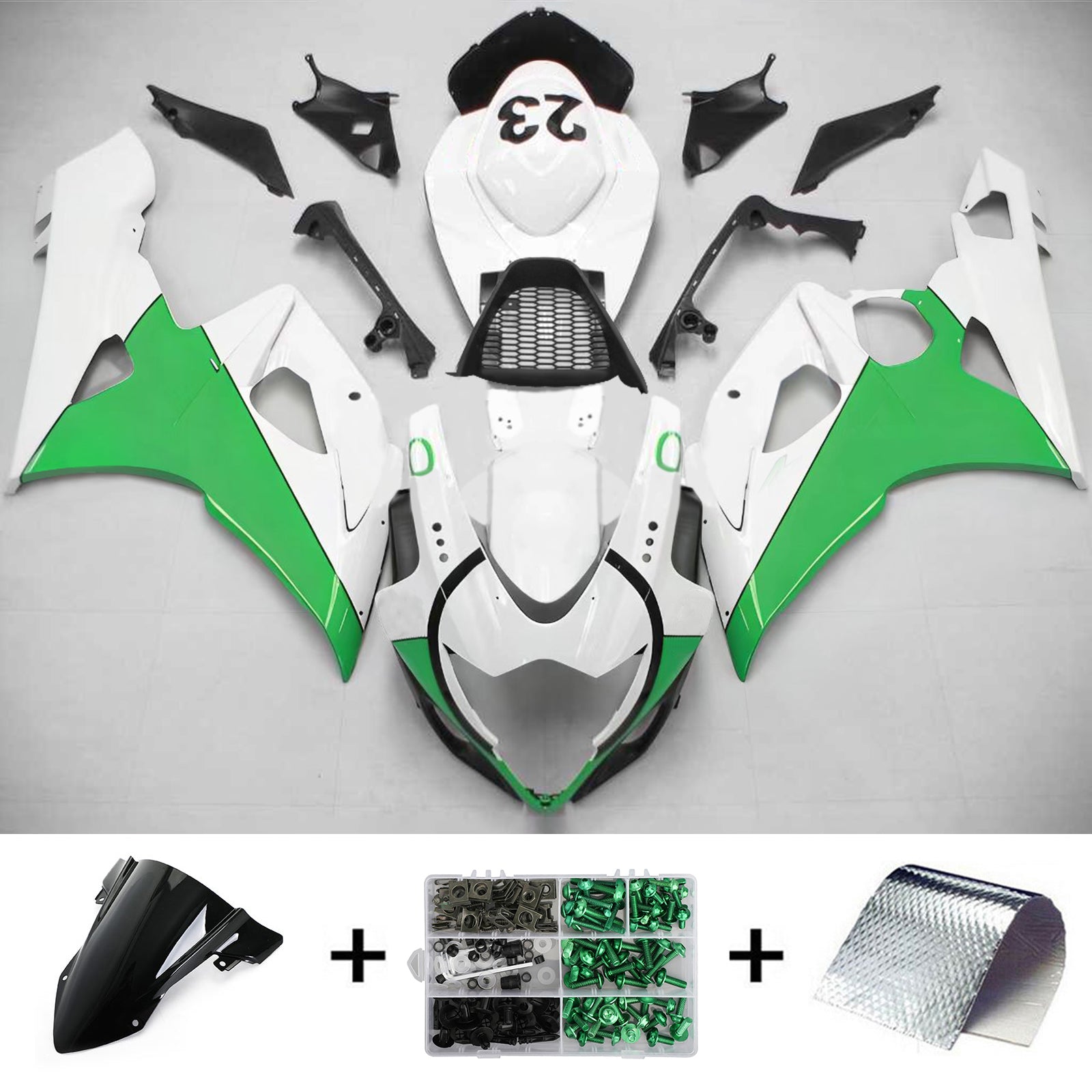 Carenagem Amotopart 2005-2006 Suzuki GSXR1000 Jordan White&GKit verde