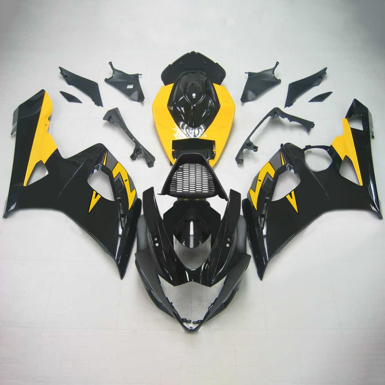 Carenagem preta Amotopart para Suzuki GSXR1000 2005-2006&YKit amarelo