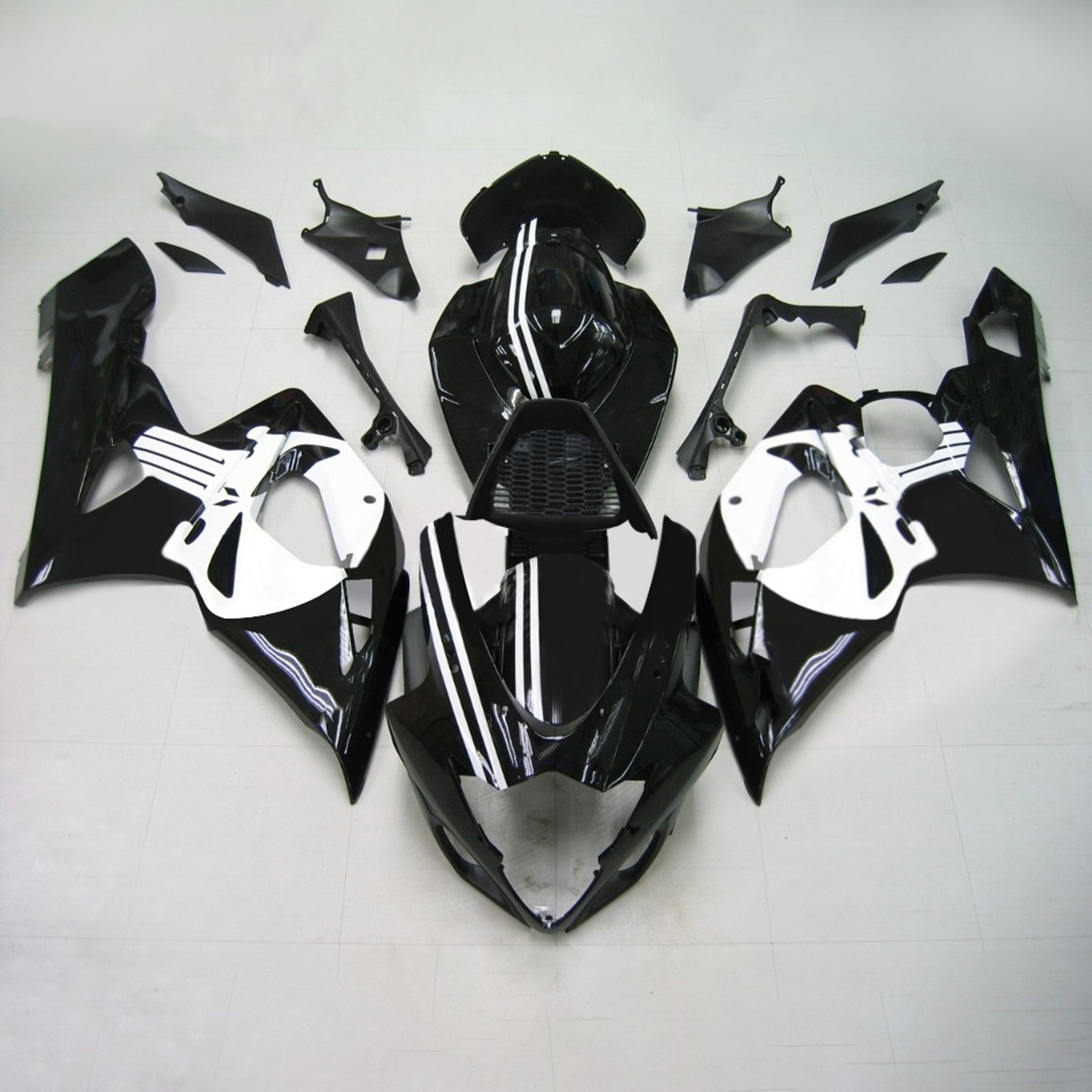 Amotopart 2005-2006 Suzuki GSXR1000 Fairing White & Black Skull Kit