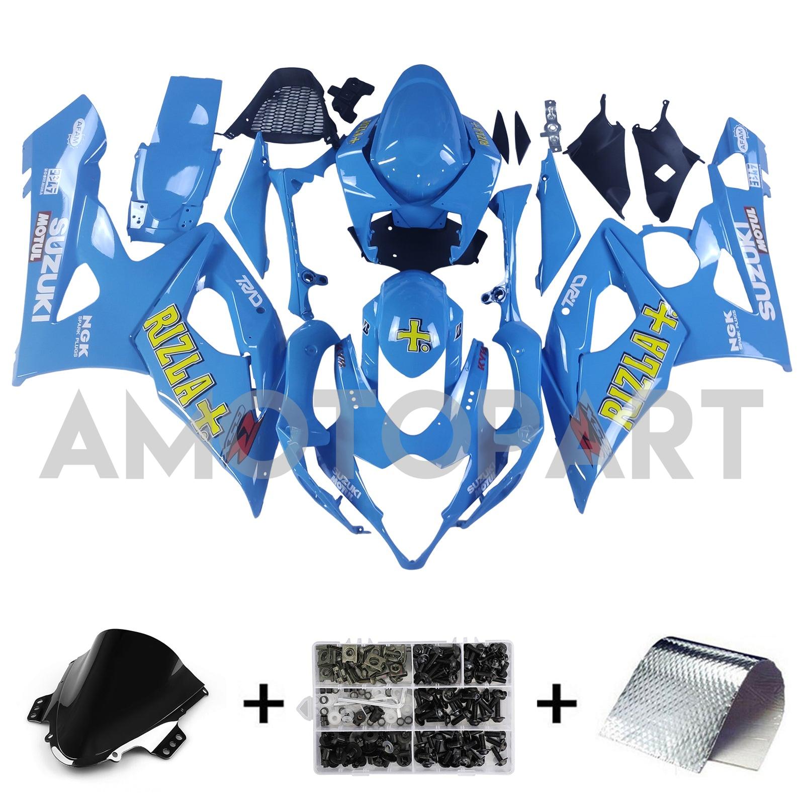 Amotopart 2005-2006 Suzuki GSXR1000 Fairring Rizla Blue Kit