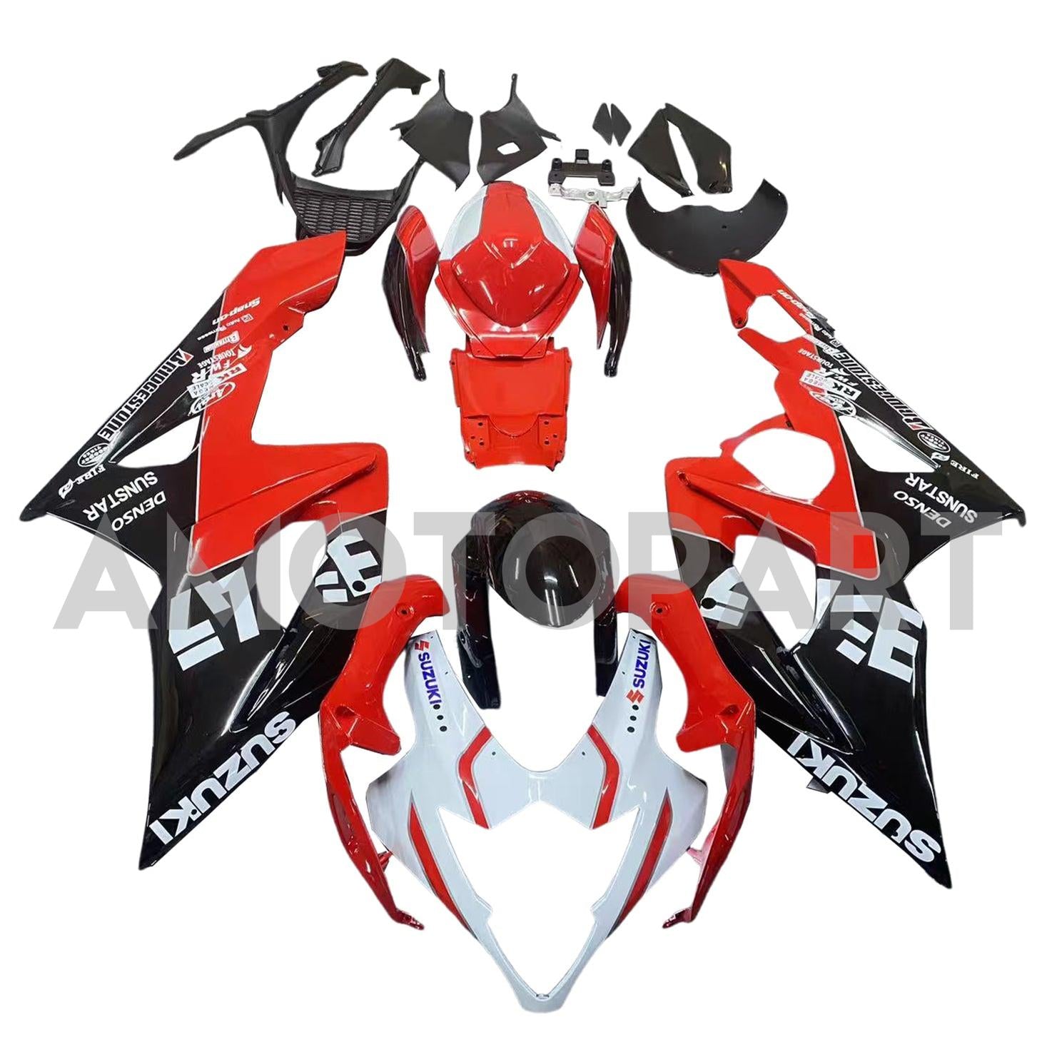 Amotopart 2005-2006 Suzuki GSXR1000 Fairing Red&Black Letter Kit