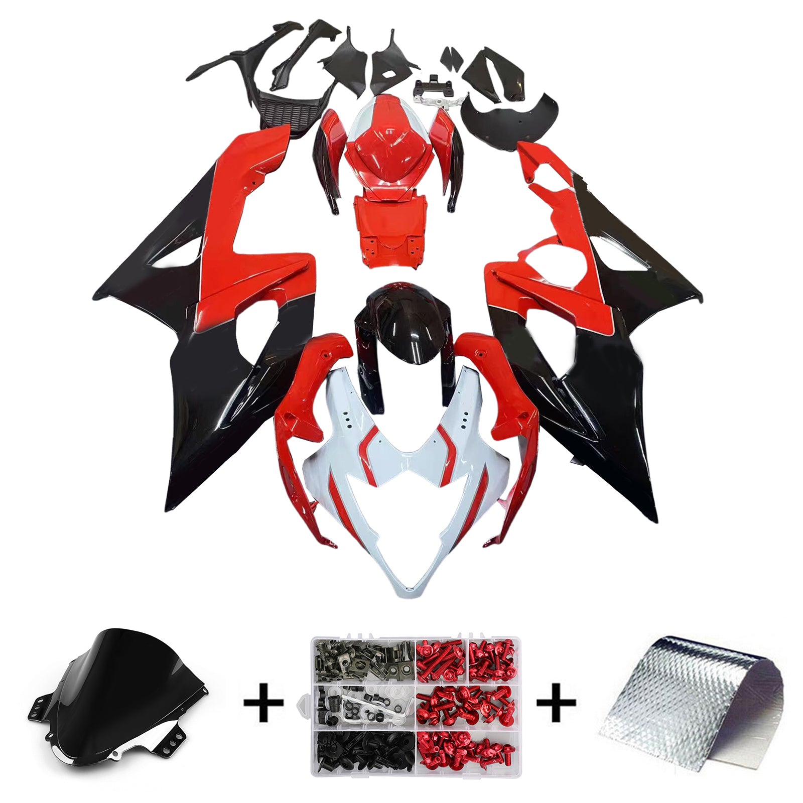 Amotopart 2005-2006 Suzuki GSXR1000 Fairing Red&Black Letter Kit