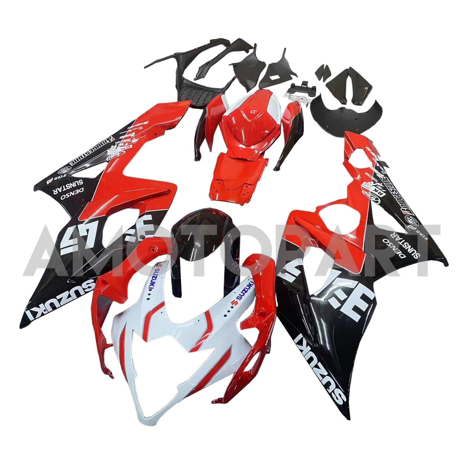 Amotopart 2005-2006 Suzuki GSXR1000 Fairing Red&Black Letter Kit