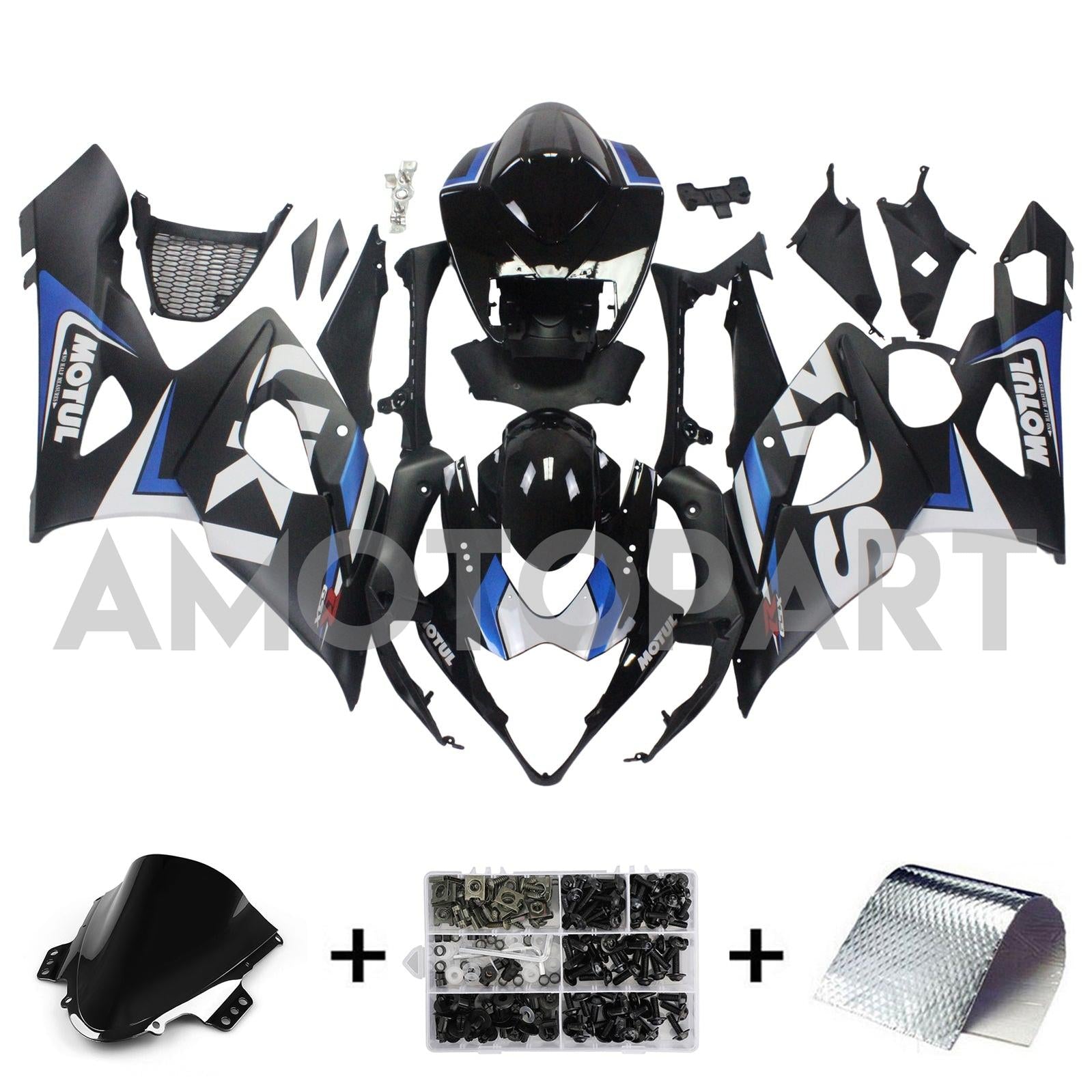 Amotopart 2005-2006 Suzuki GSXR1000 Fairing Black&Blue Kit