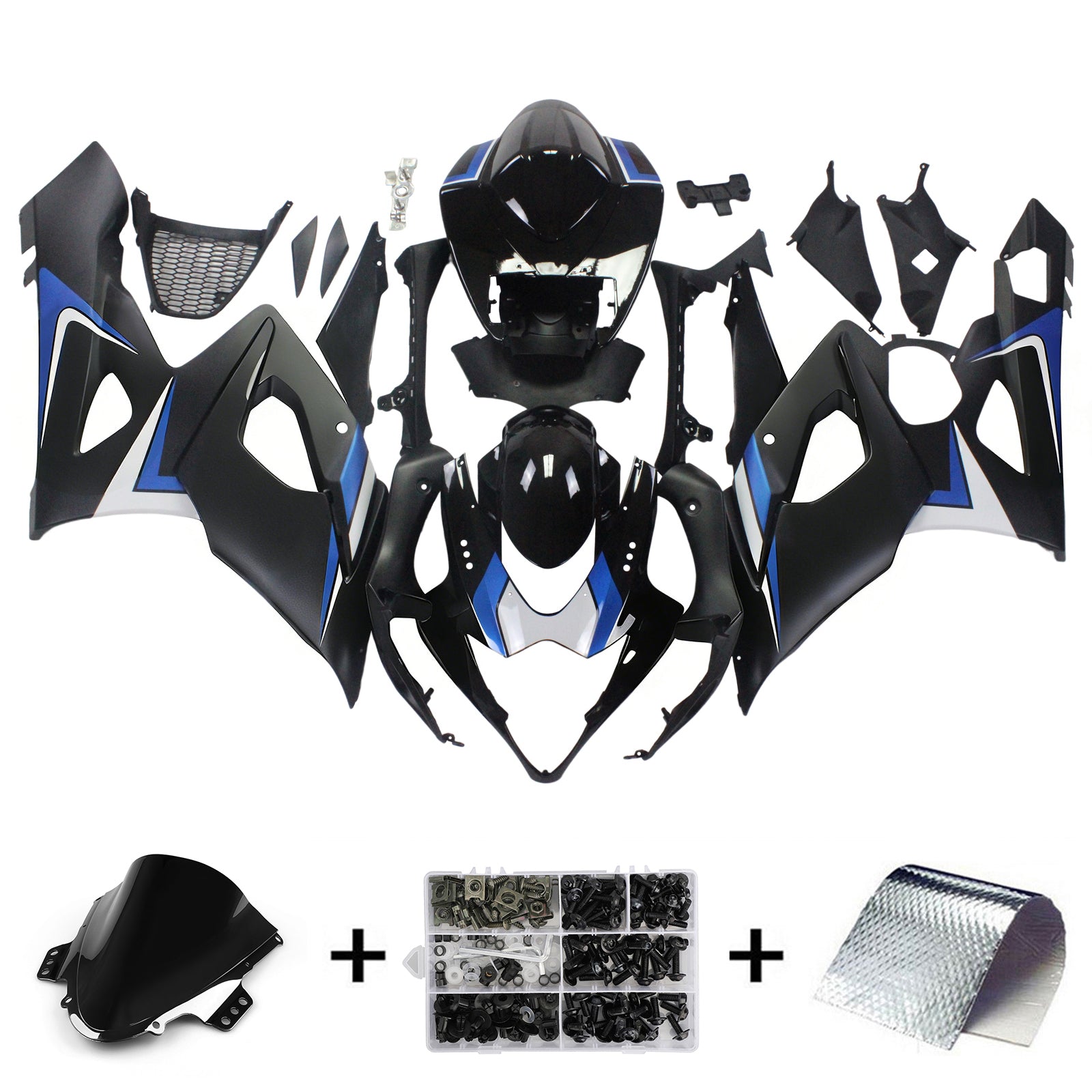 Amotopart 2005-2006 Suzuki GSXR1000 Fairing Black&Blue Kit