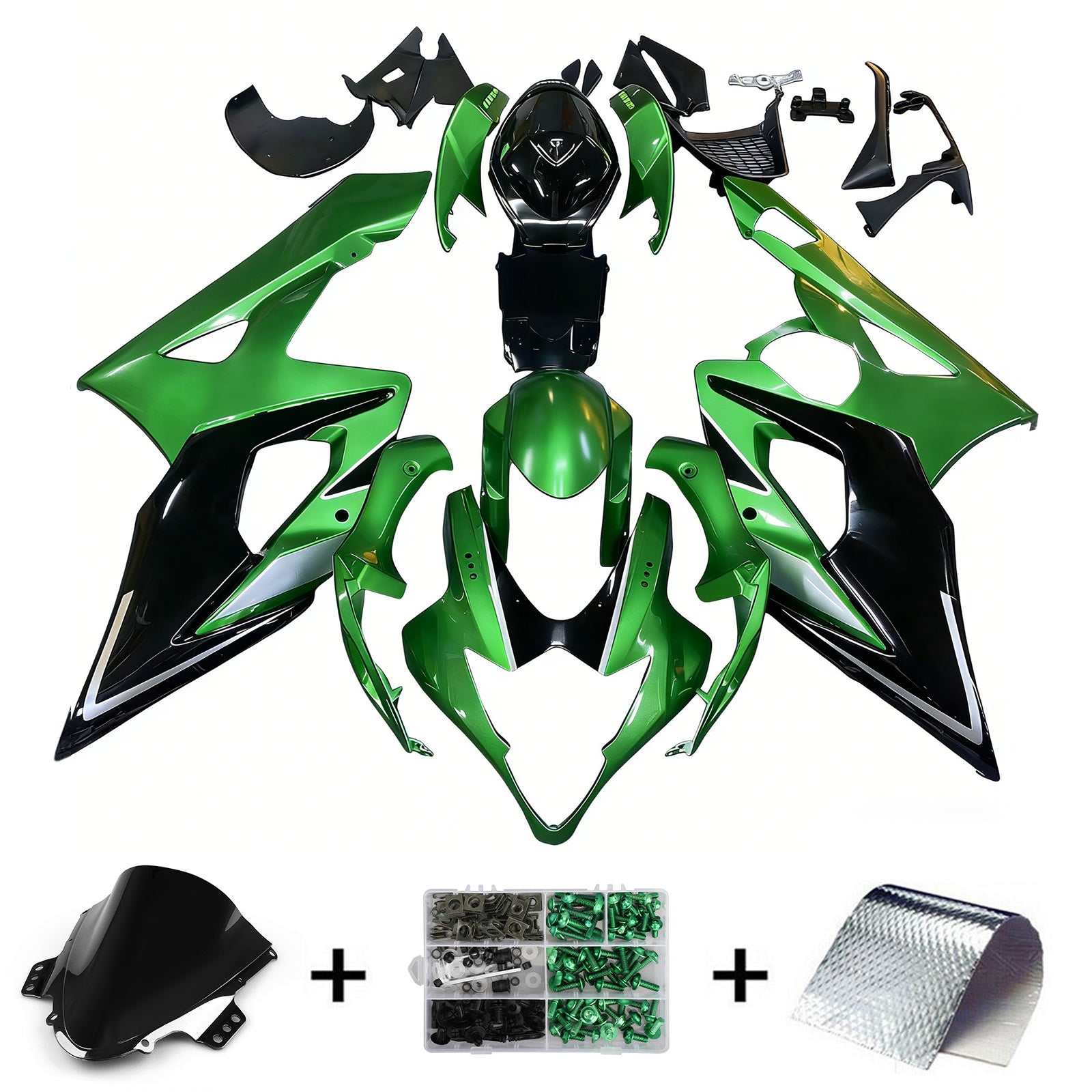 Amotopart 2005-2006 K5 GSXR1000 Suzuki Kit carena verde e nero