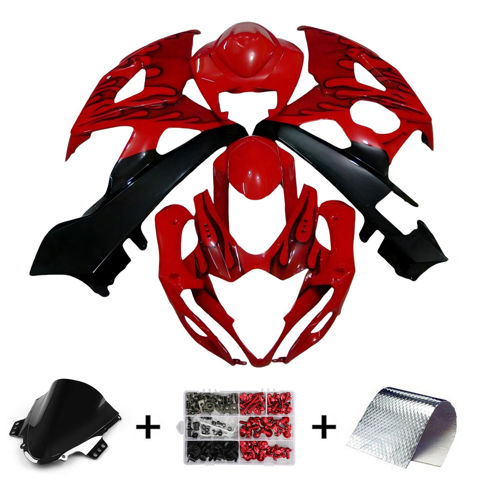 Amotopart 2005-2006 K5 GSXR1000 Suzuki Rosso e Nero Style2 Kit carenatura