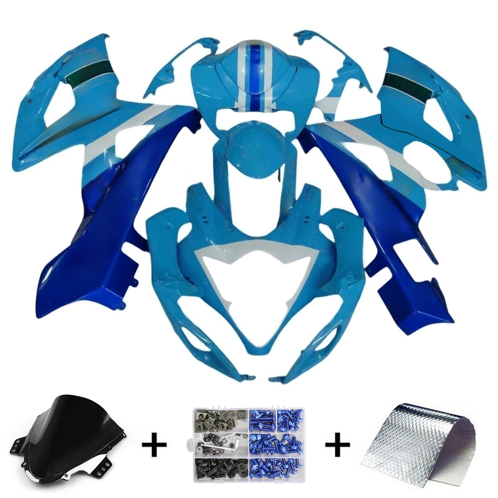 Amotopart 2005-2006 Kit carena K5 GSXR 1000 Suzuki blu chiaro scuro