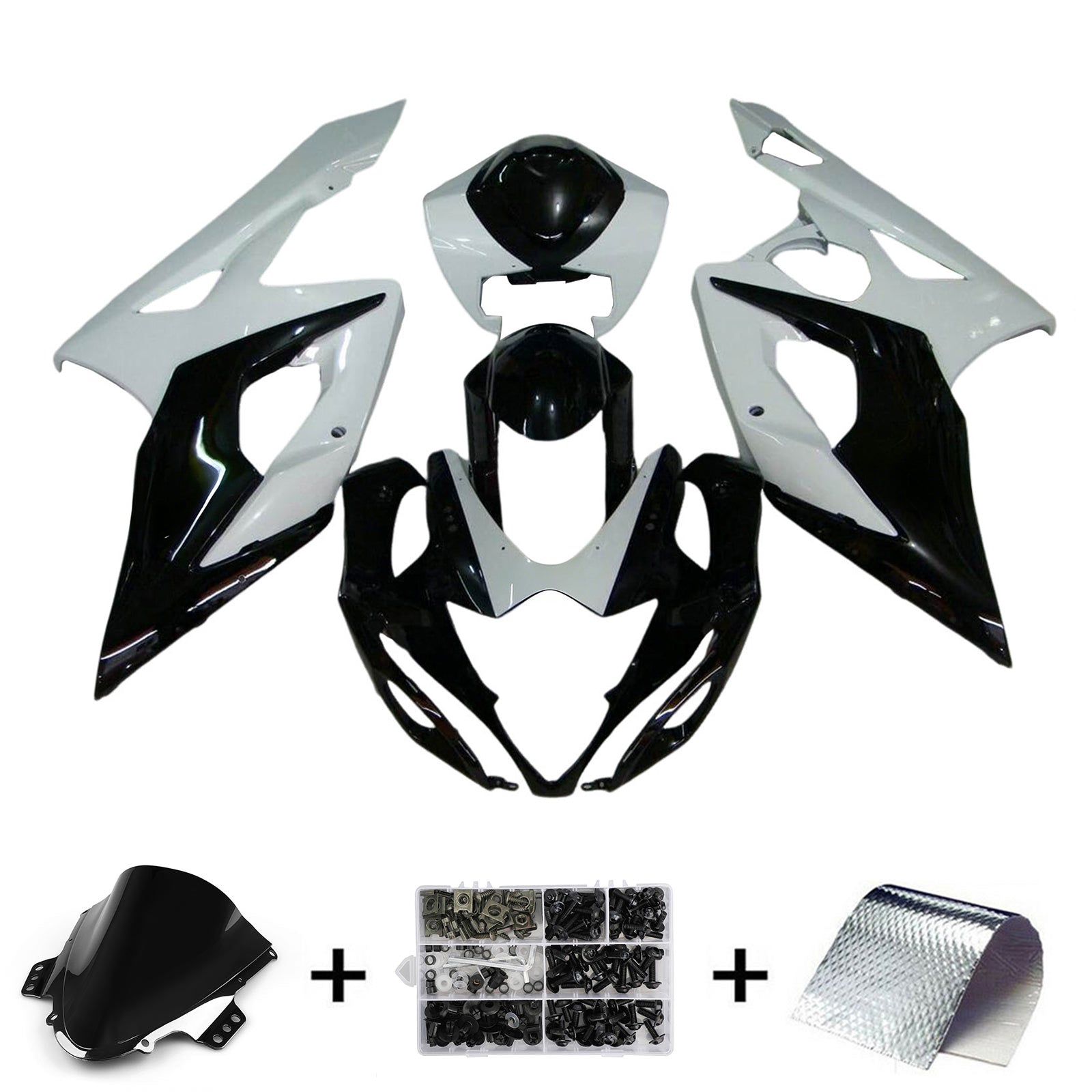 Amotopart 2005-2006 K5 GSXR1000 Suzuki Kit carena bianco e nero