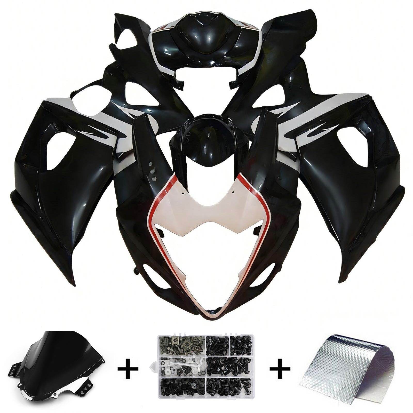 Amotopart 2005-2006 K5 GSXR1000 Suzuki Black with White Accents Fairing Kit