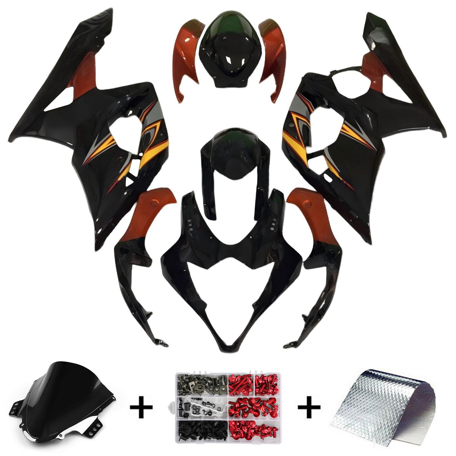 Amotopart 2005-2006 Kit carena K5 GSXR 1000 Suzuki rosso e nero stile 5