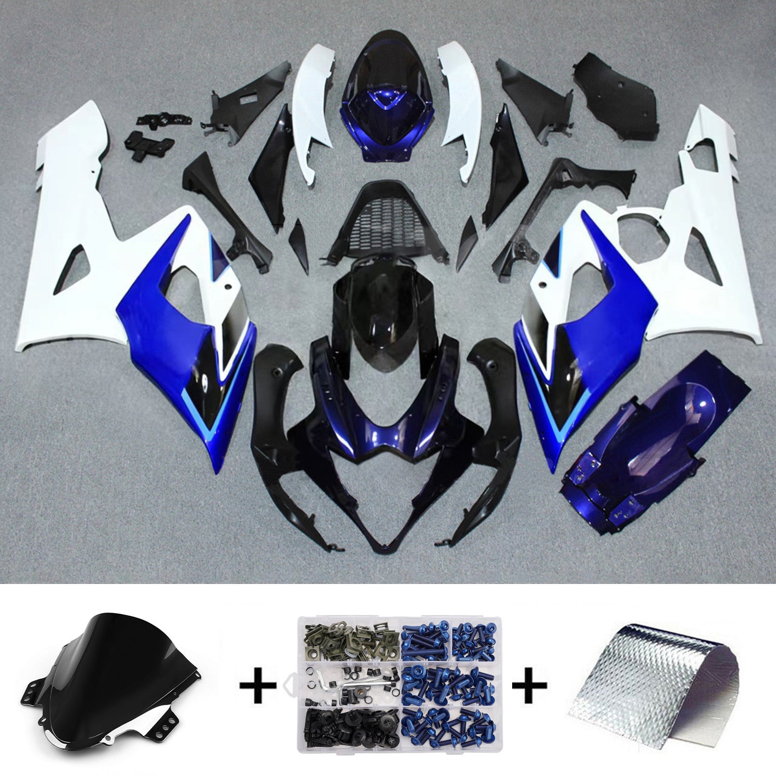 Amotopart 2005-2006 Suzuki GSXR1000 Blue Black White Fairing Kit