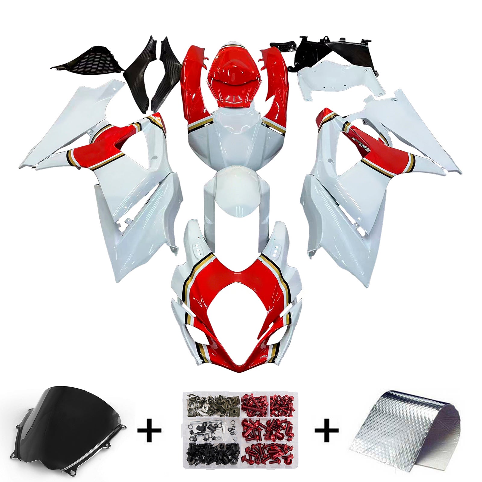 Amotopart 2007-2008 Suzuki GSXR1000 Red White Black Fairing Kit