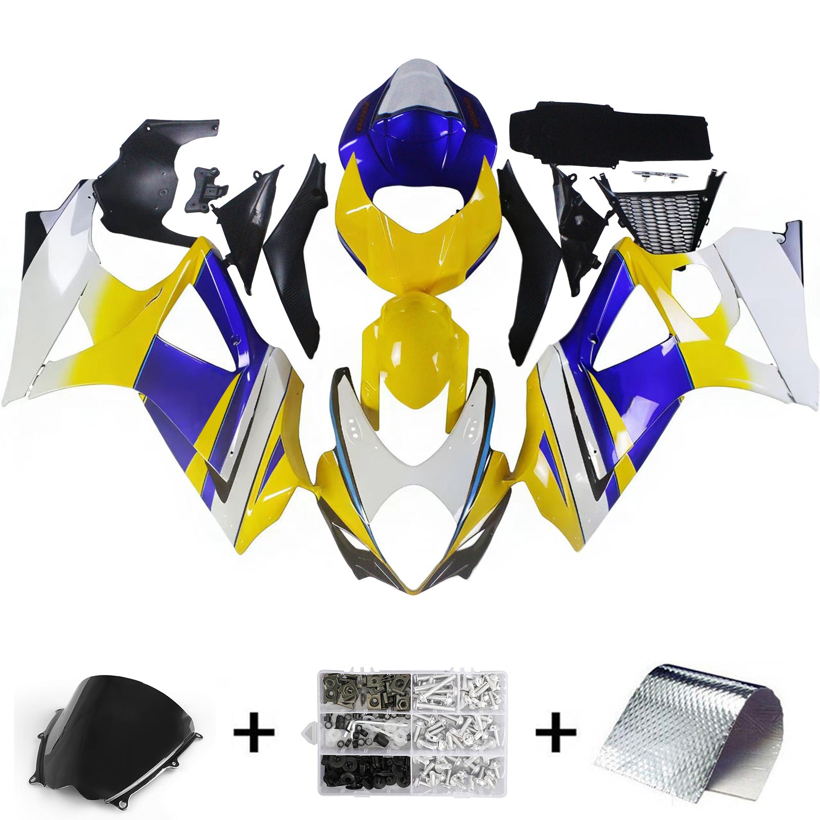 Amotopart 2007-2008 Suzuki GSXR1000 Fairing Light Blue&Yellow Kit