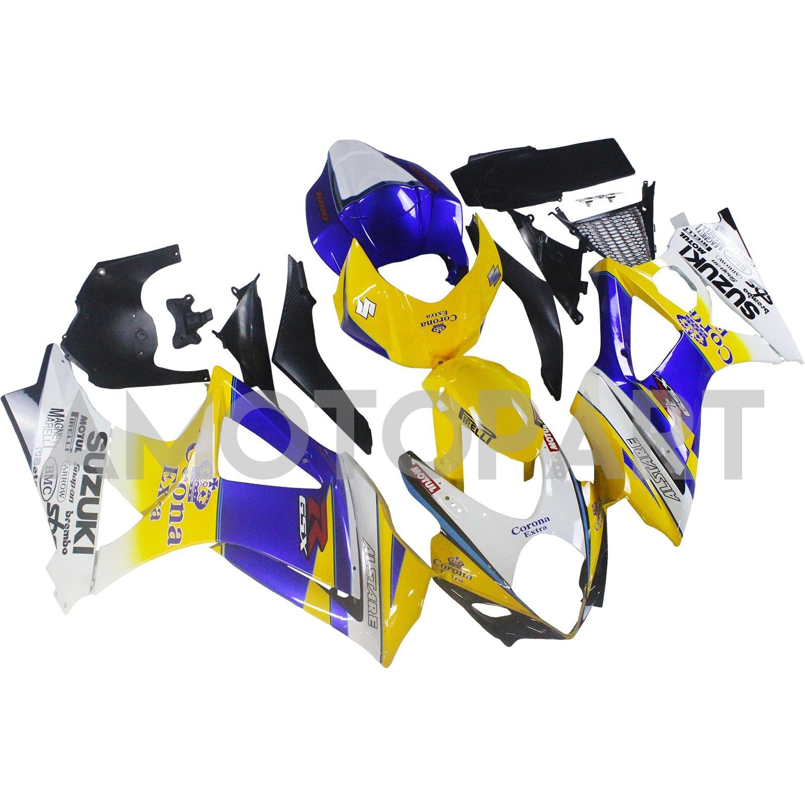 Amotopart 2007-2008 Suzuki GSXR1000 carenatura azzurro e giallo kit