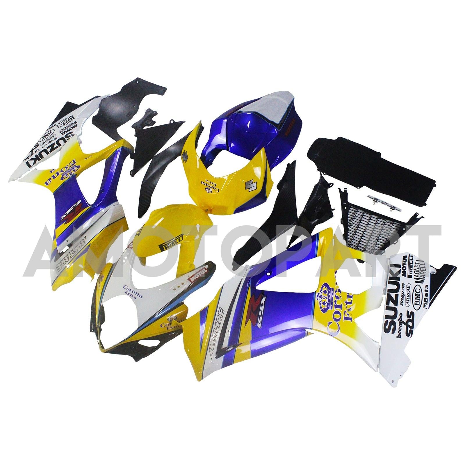 Amotopart 2007-2008 Suzuki GSXR1000 carenatura azzurro e giallo kit