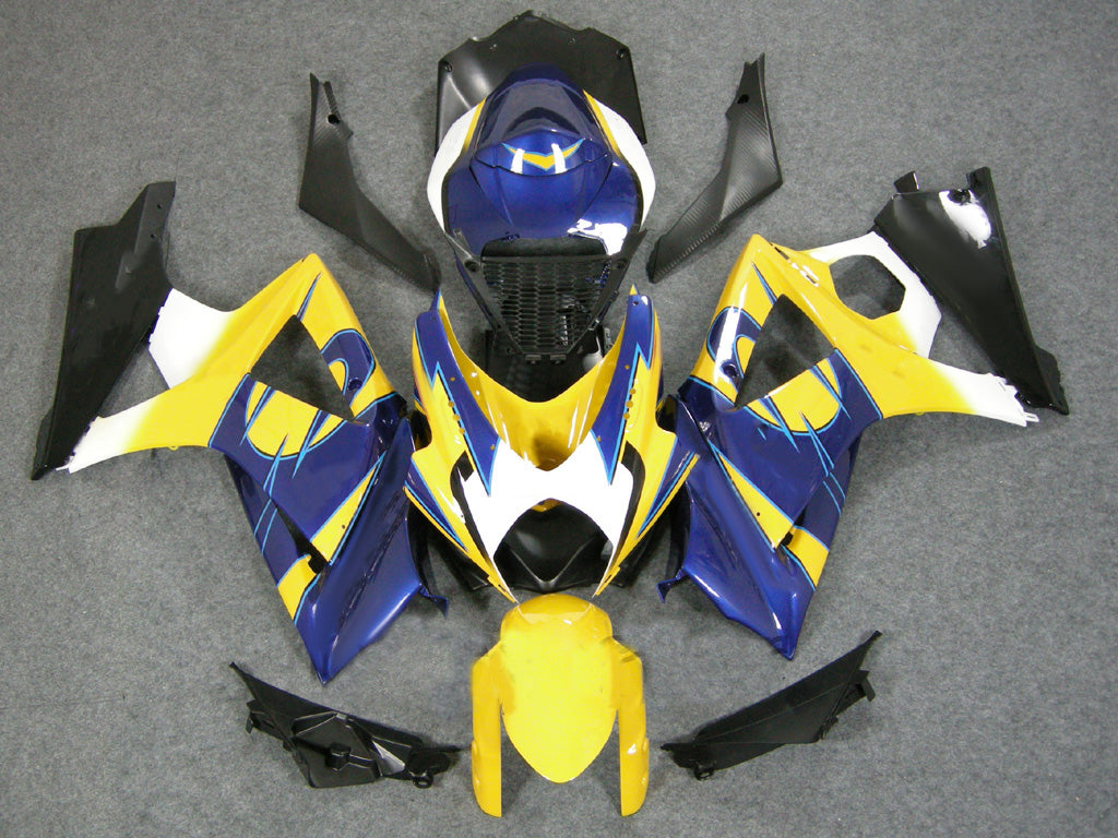 Amotopart 2007-2008 Suzuki GSXR1000 Yellow Blue Black Fairing Kit