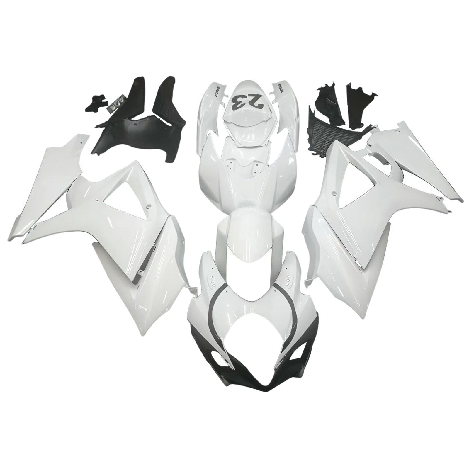 Amotopart 2007-2008 Suzuki GSXR1000 White Black Fairing Kit