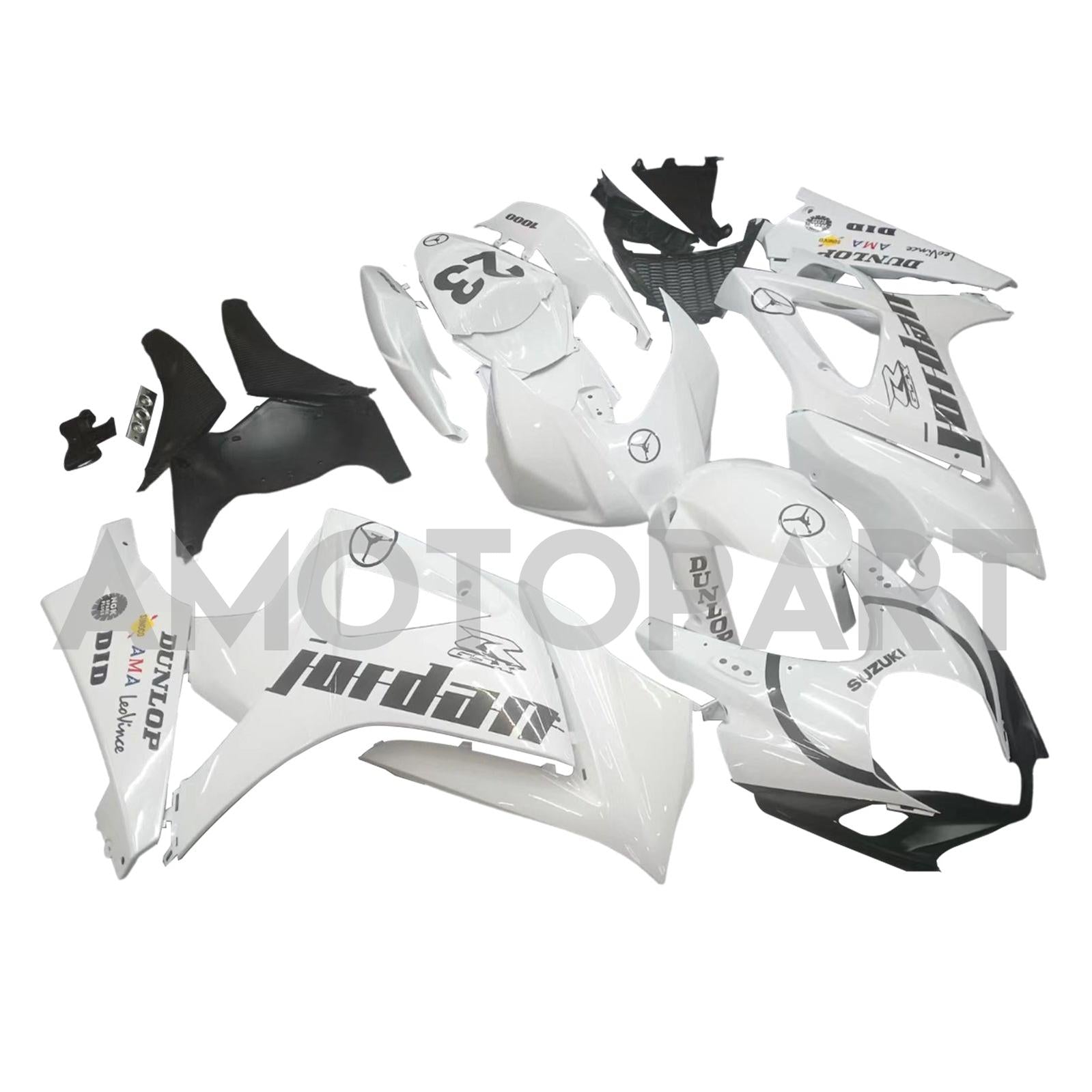 Amotopart 2007-2008 Suzuki GSXR1000 White Black Fairing Kit