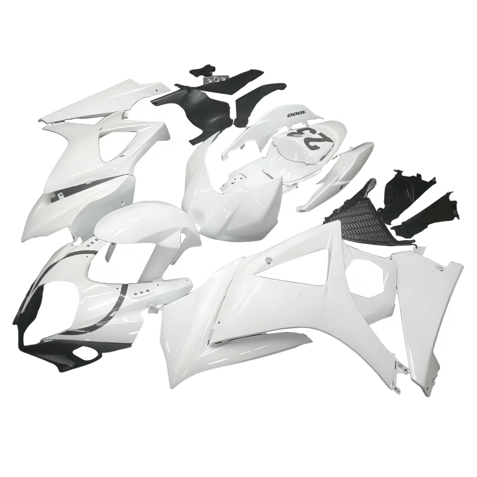 Amotopart 2007-2008 Suzuki GSXR1000 White Black Fairing Kit