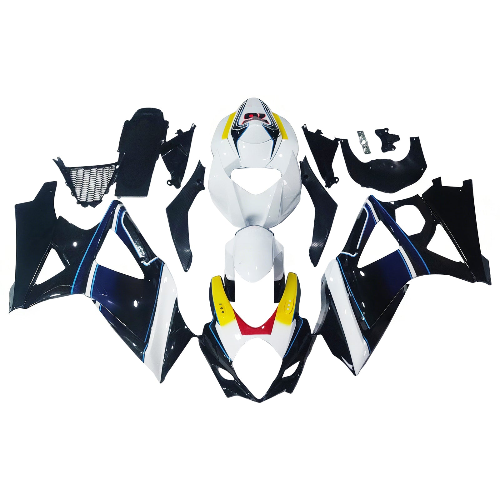 Amotopart 2007-2008 Suzuki GSXR1000 Black White Yellow Fairing Kit