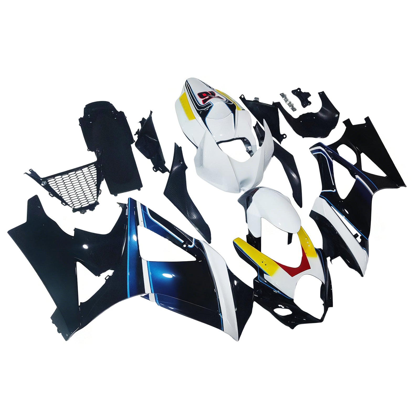 Amotopart 2007-2008 Suzuki GSXR1000 Black White Yellow Fairing Kit