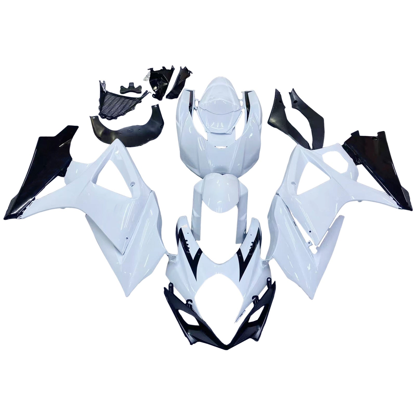 Amotopart 2007-2008 Suzuki GSXR1000 White Black Fairing Kit