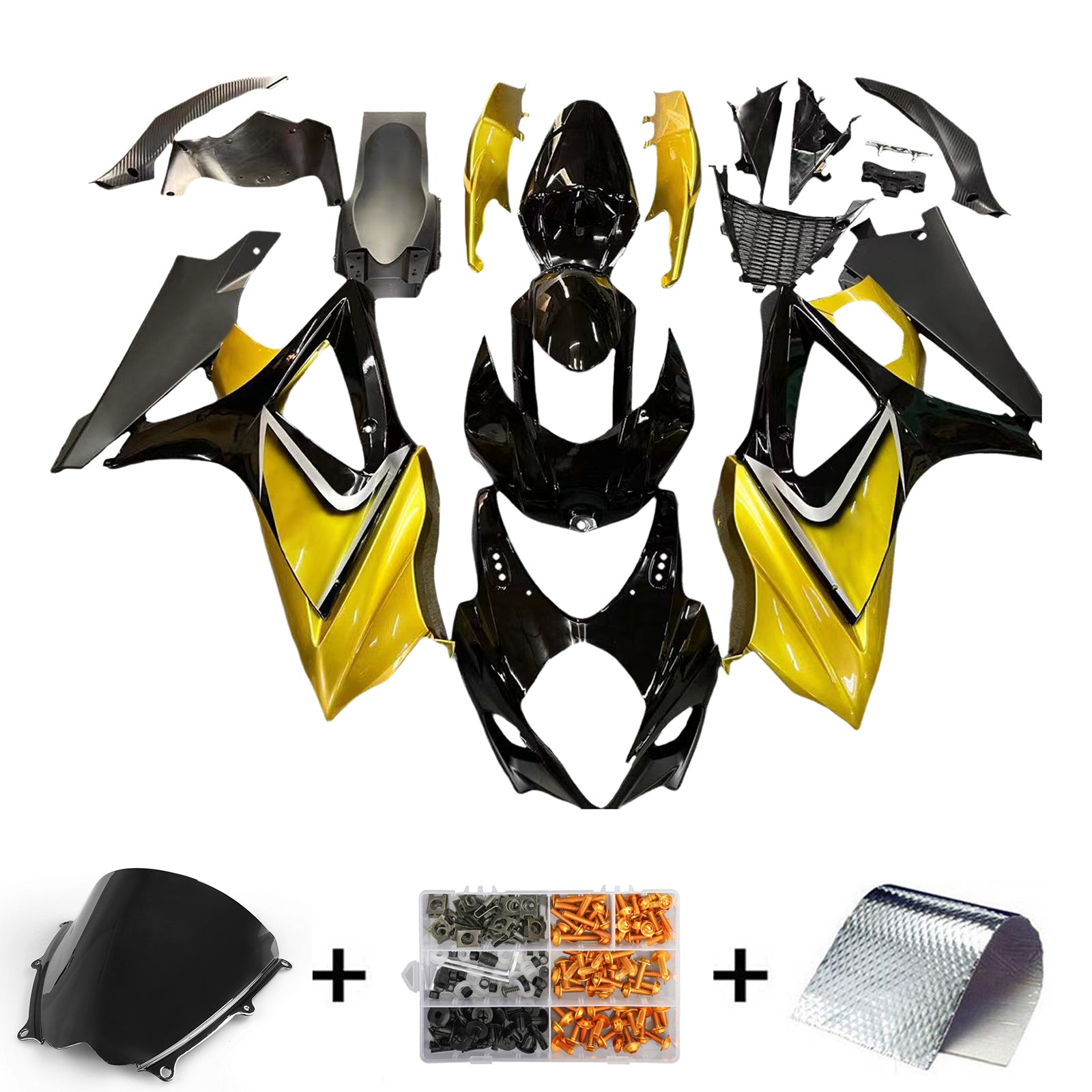 Amotopart 2007-2008 Suzuki GSXR 1000 Gold&Black Fairing Kit