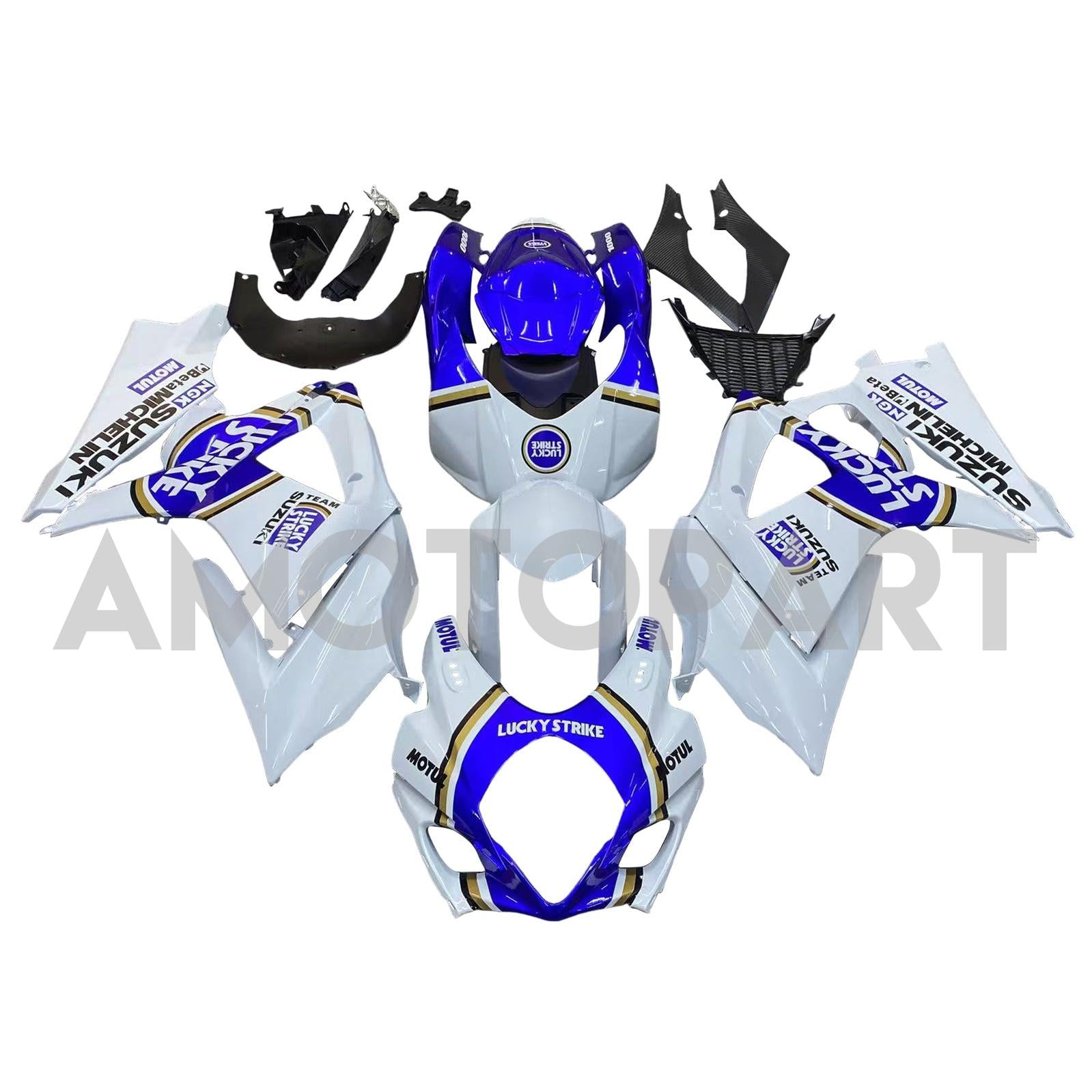 Amotopart 2007-2008 Suzuki GSXR1000 White Blue Fairing Kit