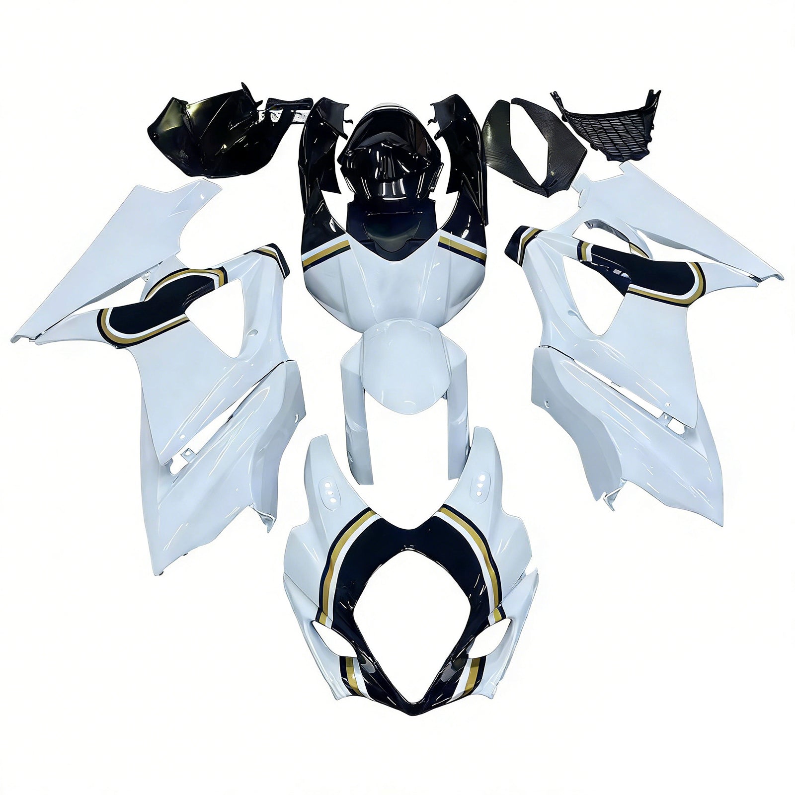 Amotopart 2007-2008 Suzuki GSXR1000 White Black Fairing Kit