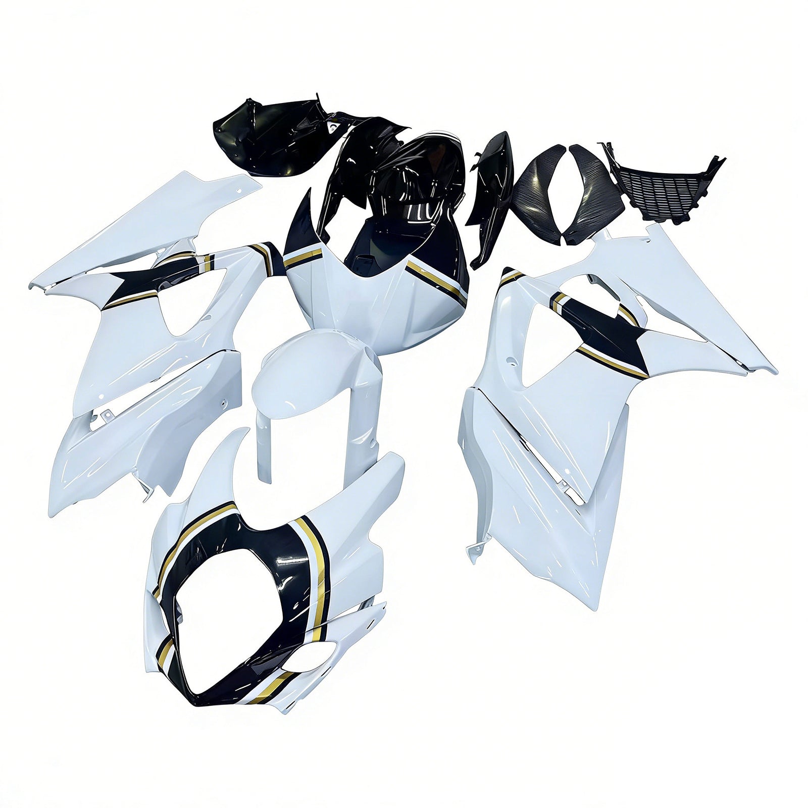 Amotopart 2007-2008 Suzuki GSXR1000 White Black Fairing Kit