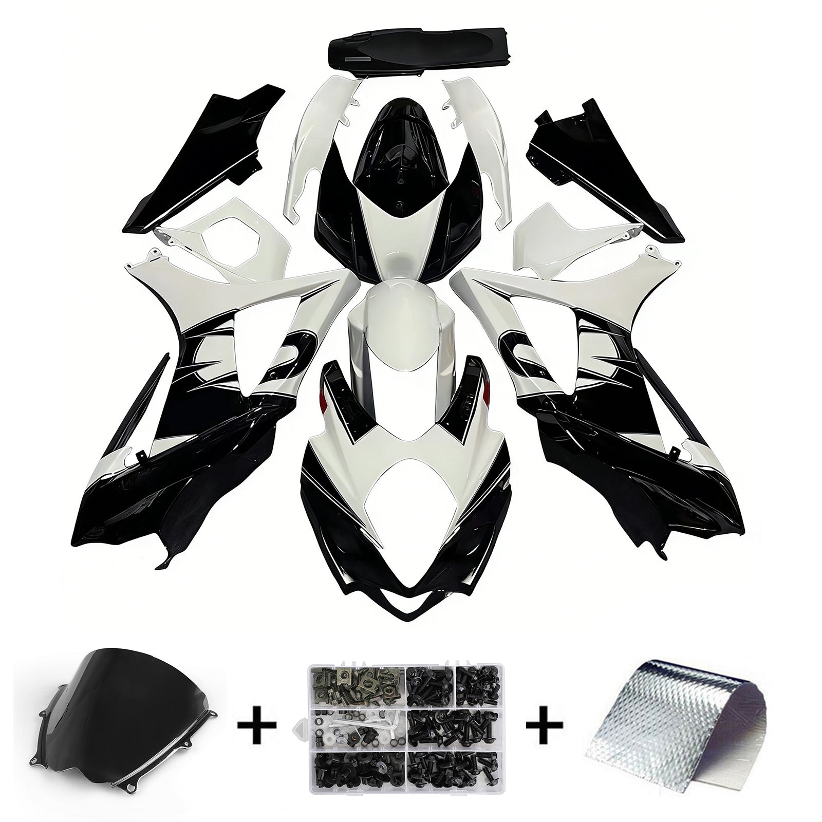 Amotopart 2007-2008 Suzuki GSXR1000 Black White Fairing Kit
