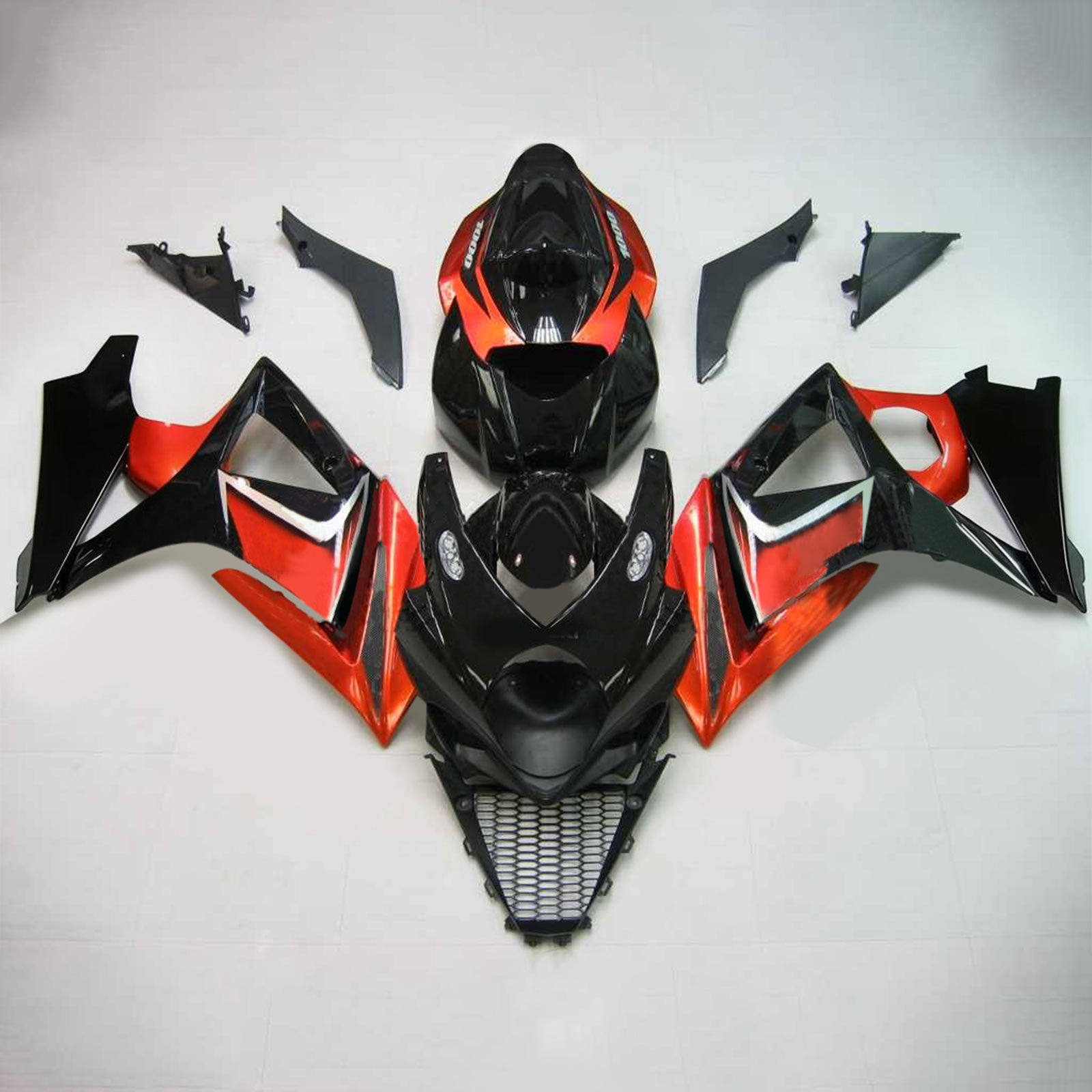 Carenagem preta Amotopart para Suzuki GSXR1000 2007-2008&FKit de fogo